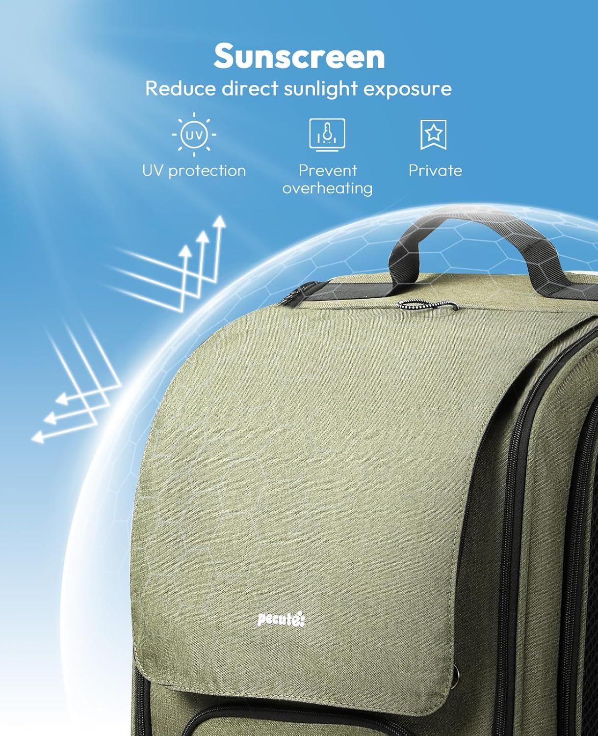 Pecute Cat Backpack Carrier, Large Space Cat Bubble Backpack, Breathable Cat Carrier, Shaded Dog Backpack Carrier, Ergonomic 3D Design for Travel, Hiking, Suitable for Shopping, and Vet, Green