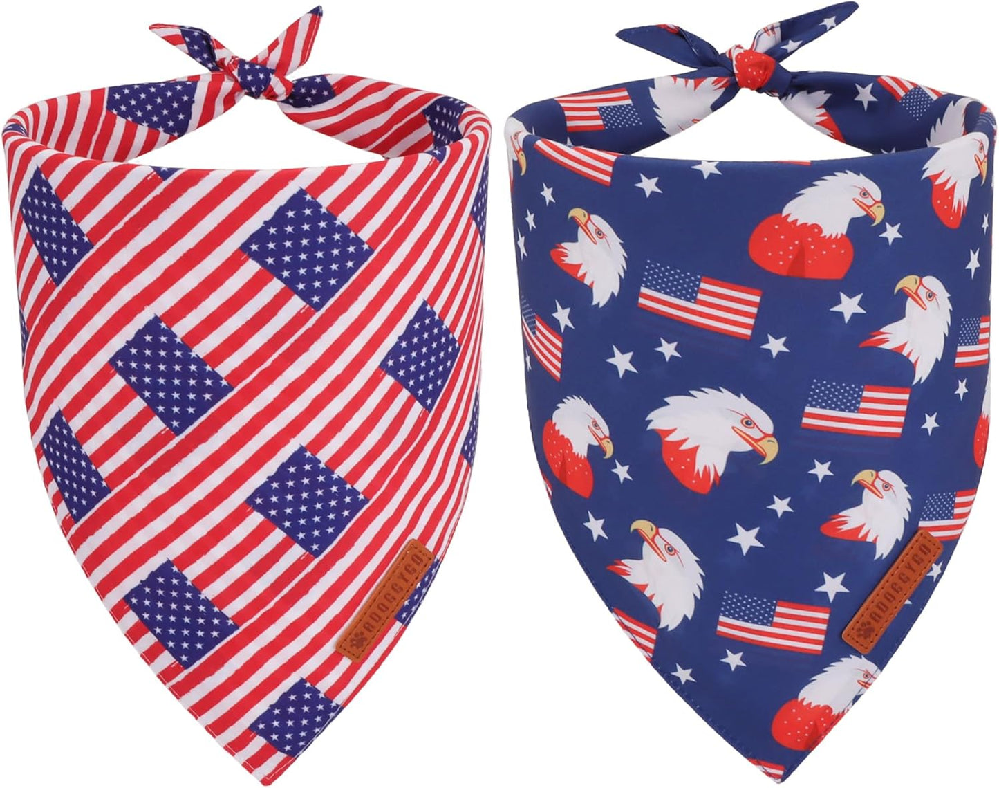 ADOGGYGO American Flag Dog Bandanas, Red Blue Patriotic Eagles USA Flag Scarf, Multi Size, 4th of July Bandana for Extra Large Dogs Pets (X-Large)