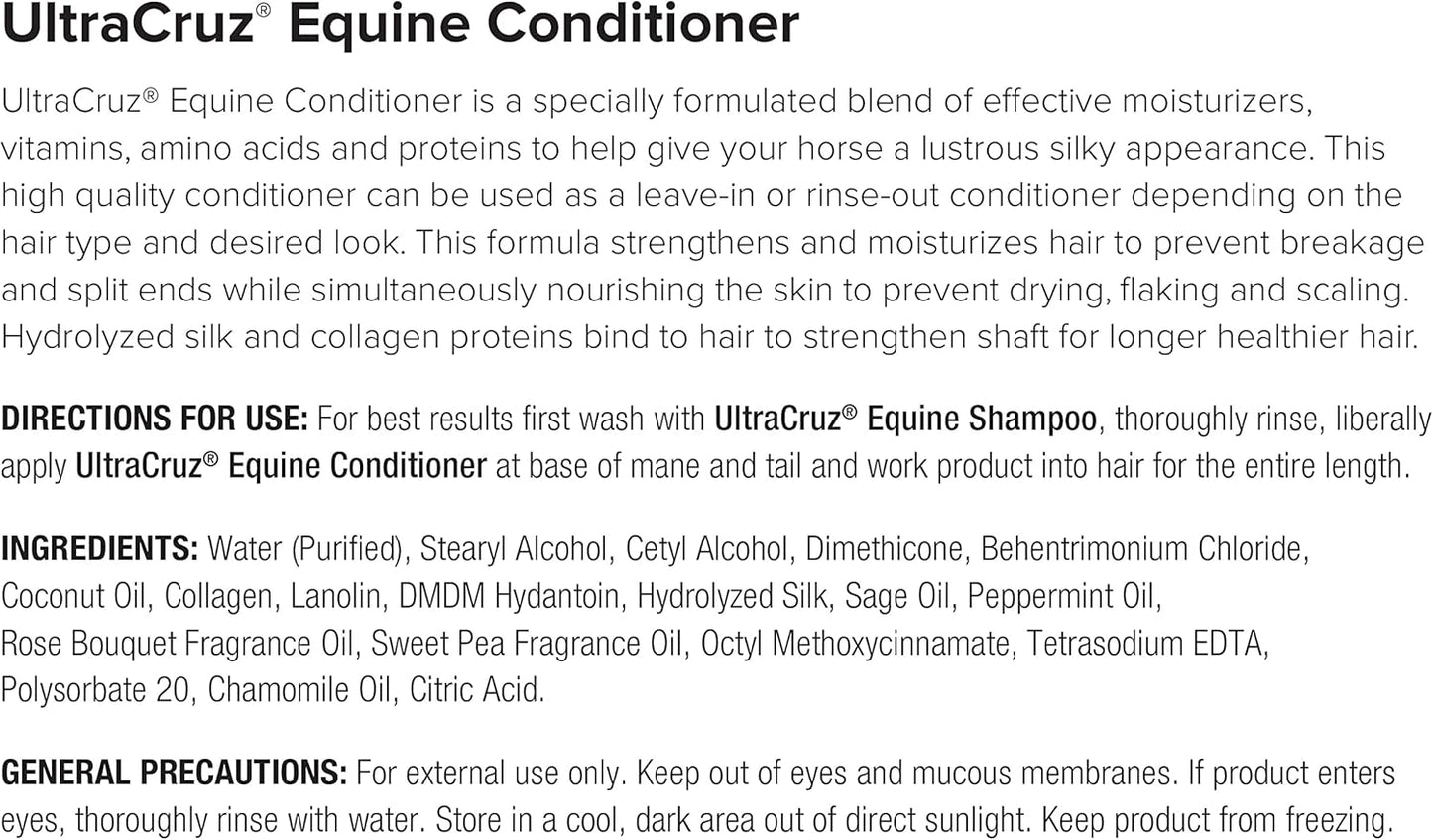 UltraCruz Equine Foaming Horse Shampoo, Conditioner Bundle, 32 oz Each with 16 oz Detangler