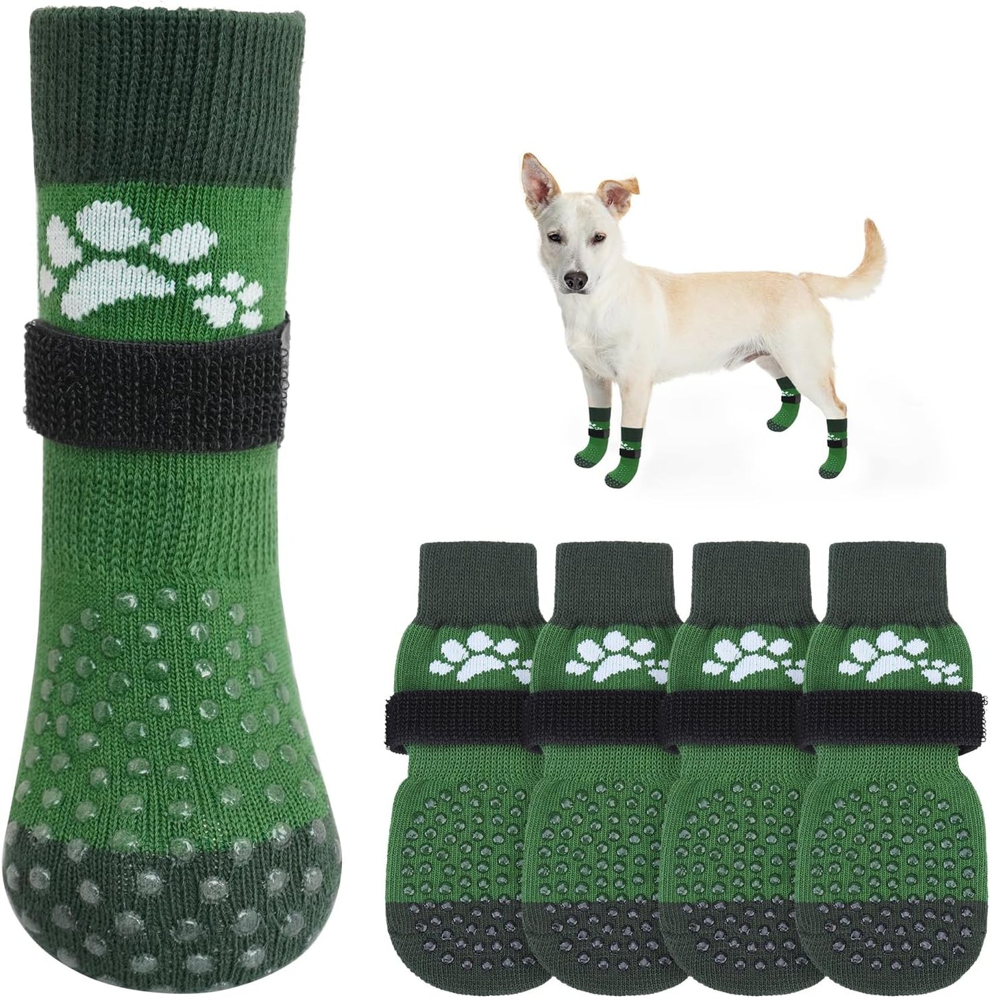 SCENEREAL Anti Slip Dog Sock to Prevent Licking Paws for Hardwood Floors, Boots & Paw Protector Shoes for Hot/Cold Pavement with Grippers, Double Sides Grips for Small Medium Large Senior Dogs, XS