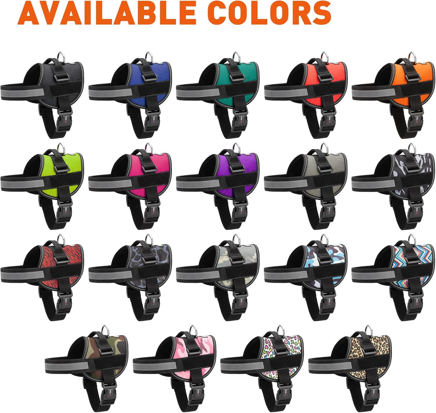 Dogline Dog Harness, Reflective No-Pull Adjustable Vest with Handle, Breathable No-Choke Harness for Small, Medium or Large Dogs Room for Patches Girth 33"-46" in Black