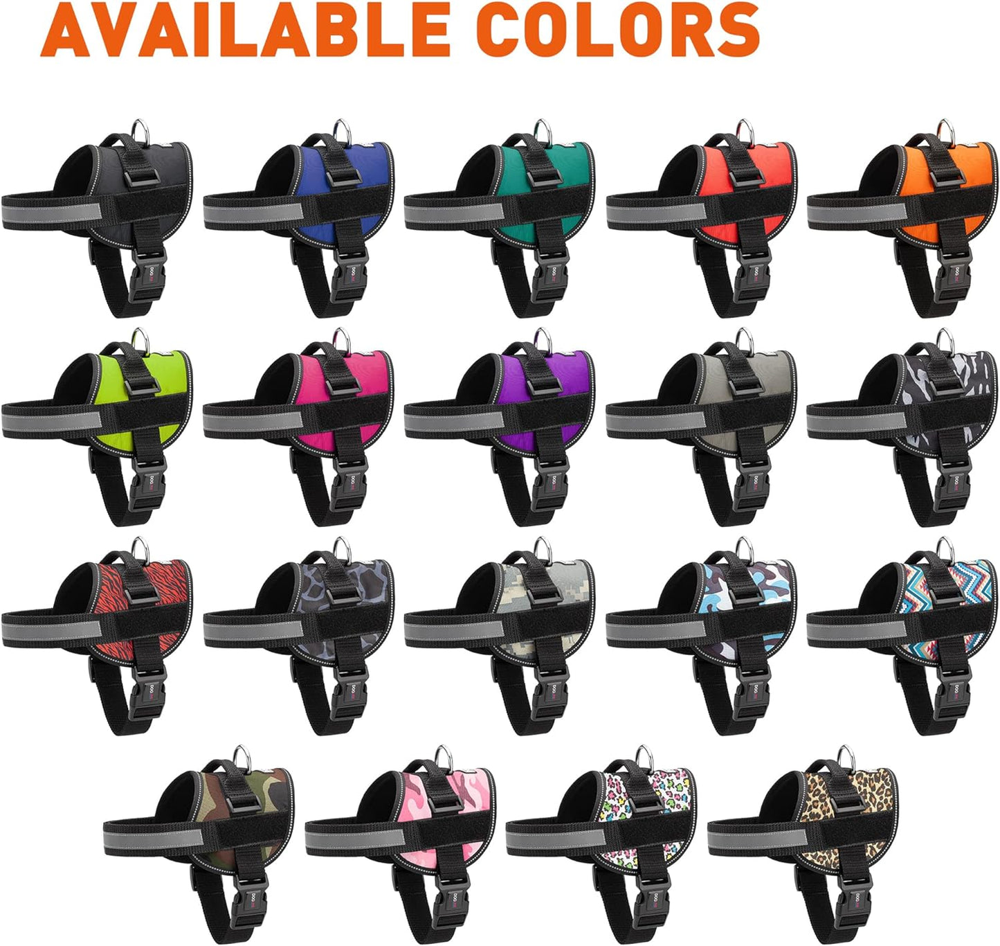 Dogline Dog Harness, Reflective No-Pull Adjustable Vest with Handle for Walking, Training, Breathable, No - Choke Harness for Small, Medium or Large Dogs Room for Patches Girth 27 to 34 in Black