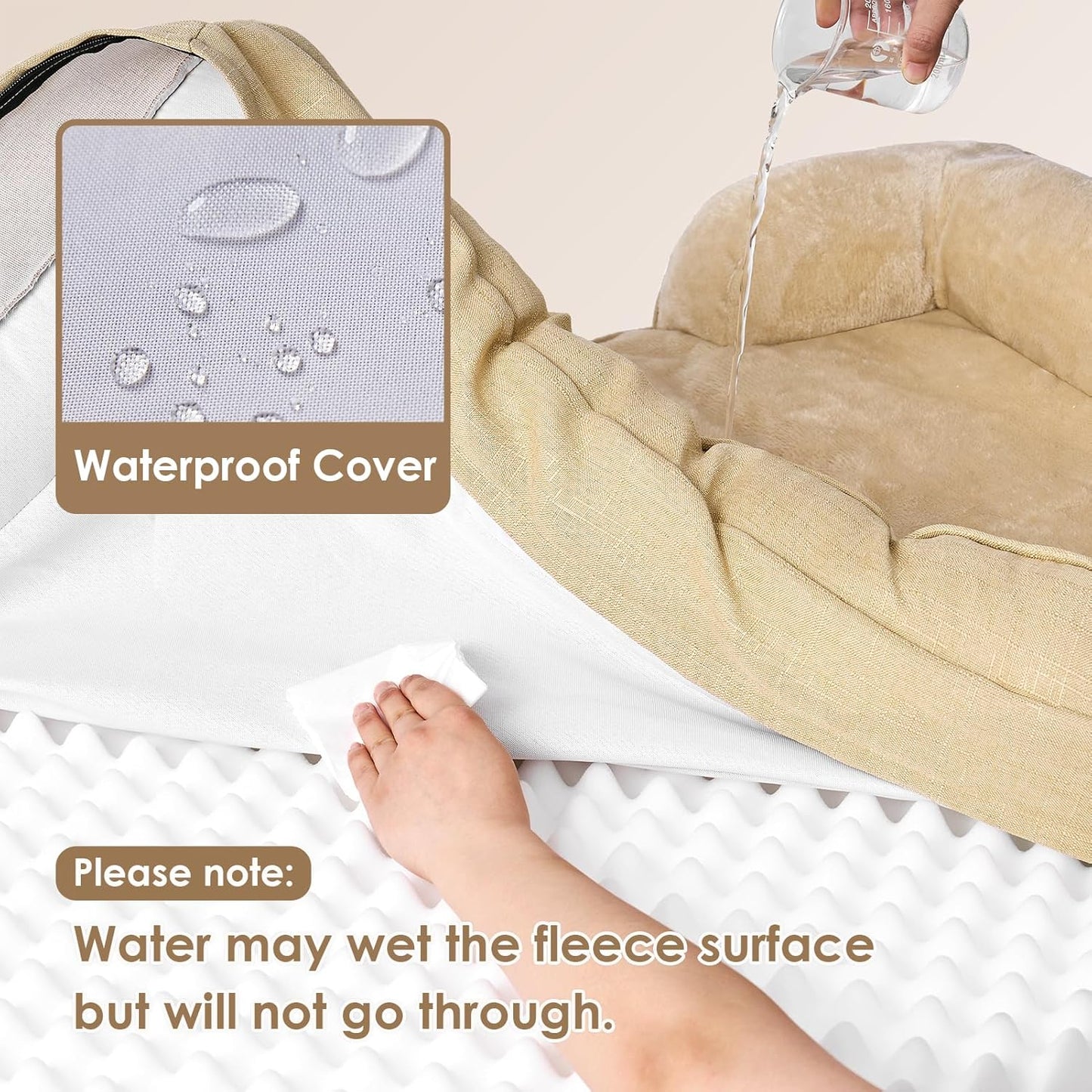 EHEYCIGA Orthopedic Dog Bed for Small Dogs, Waterproof Memory Foam Small Pet Beds with Sides, Non-Slip Bottom and Egg-Crate Foam Medium Dog Couch Bed with Washable Removable Cover, Graige