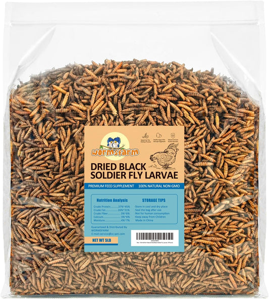 5LB Dried Black Soldier Fly Larvae Treat for Chicken More Calcium Than Mealworms,for Laying Hen,Wild Birds (5 Pound)