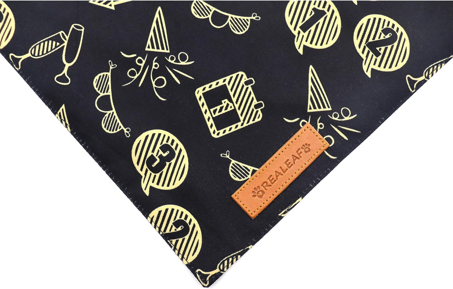 Realeaf Happy New Year Dog Bandanas 2 Pack, Reversible Holiday Pet Scarf for Boy and Girl, Premium Durable Fabric, Bandana for Small Medium Large and XLarge Dogs (X-Large)