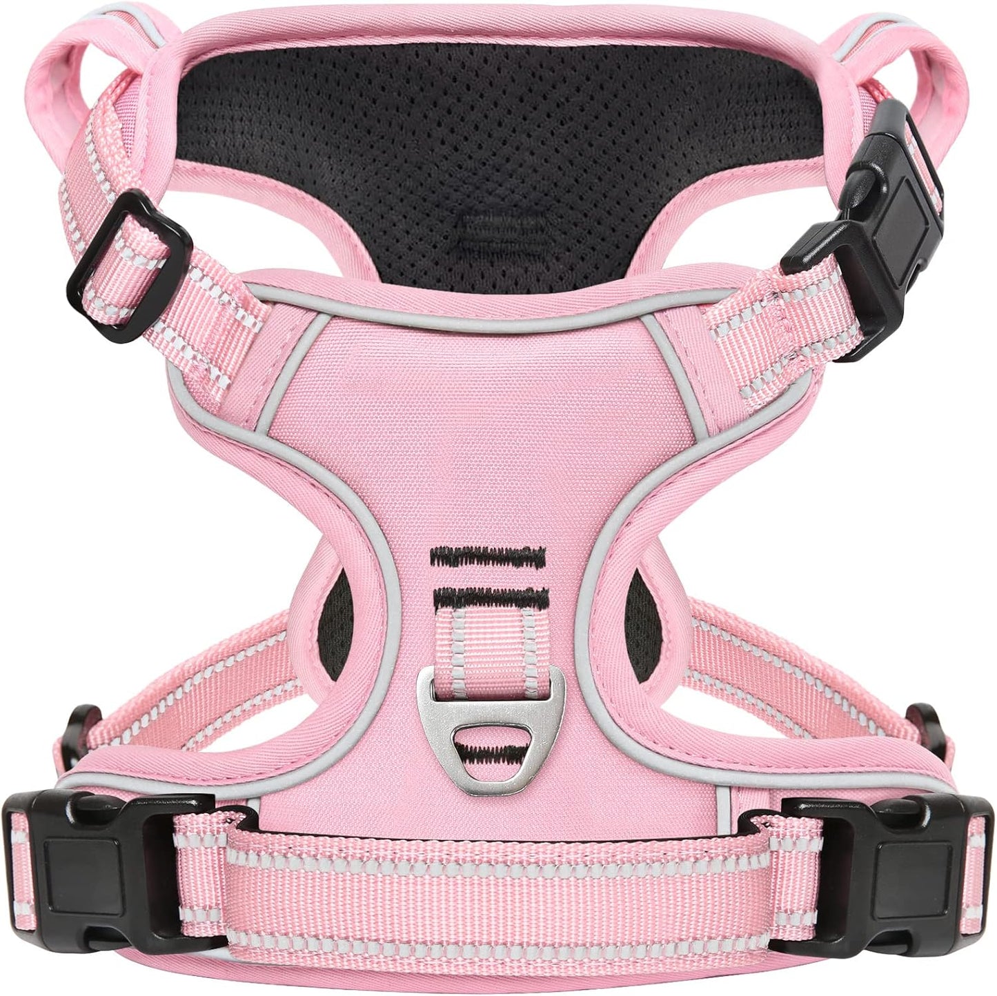Timos Dog Harness, 3 Snap Buckles No-Pull Soft Padded Dog Vest with 2 Metal Leash Clips, Adjustable Reflective No Choke Pet Harness with Easy Control Handle for Small Dogs,Pale Pink,S