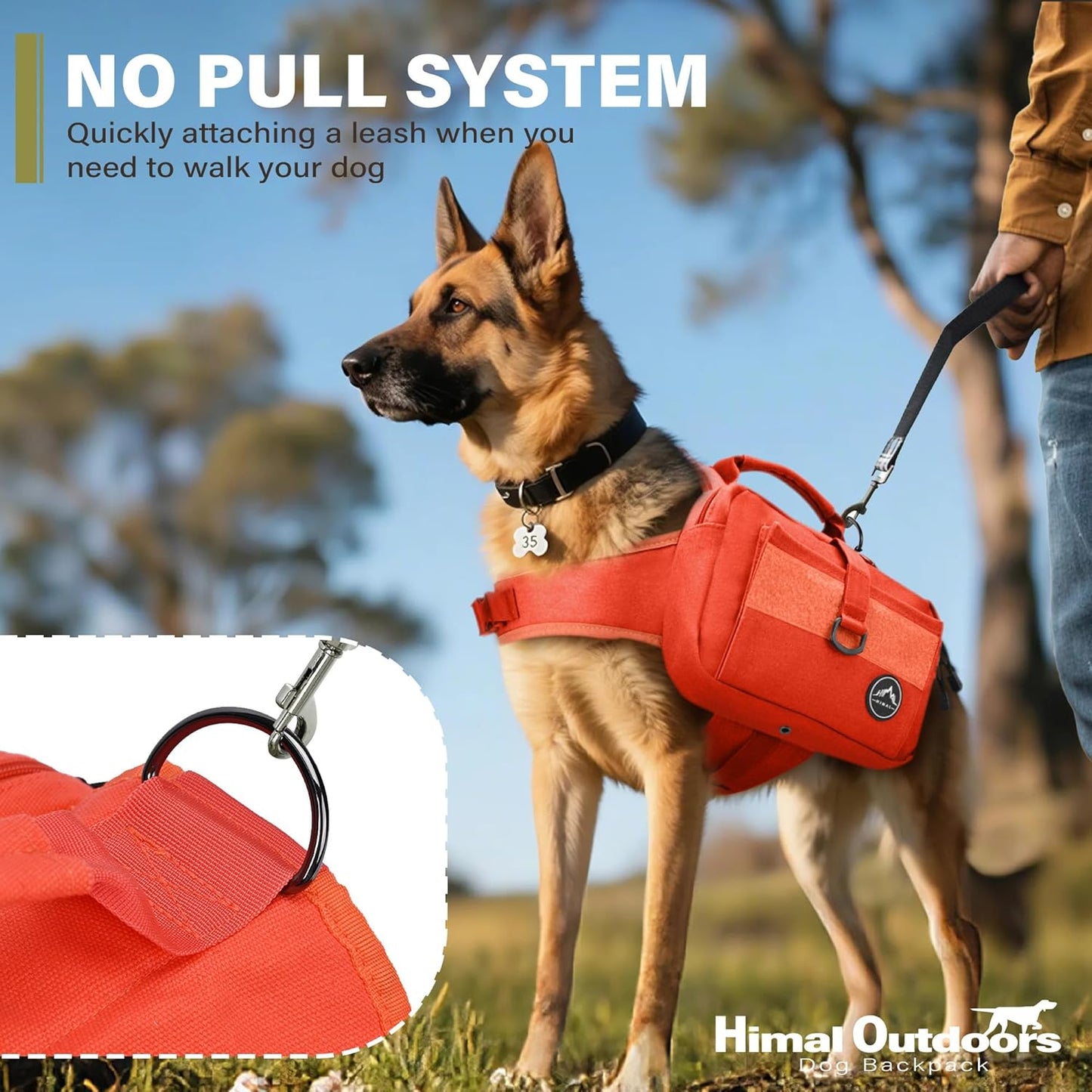 Himal Outdoors Dog Backpack & Saddle Bag, Tactical Hiking Backpack for Large Dogs with Side Pockets & Adjustable Strap