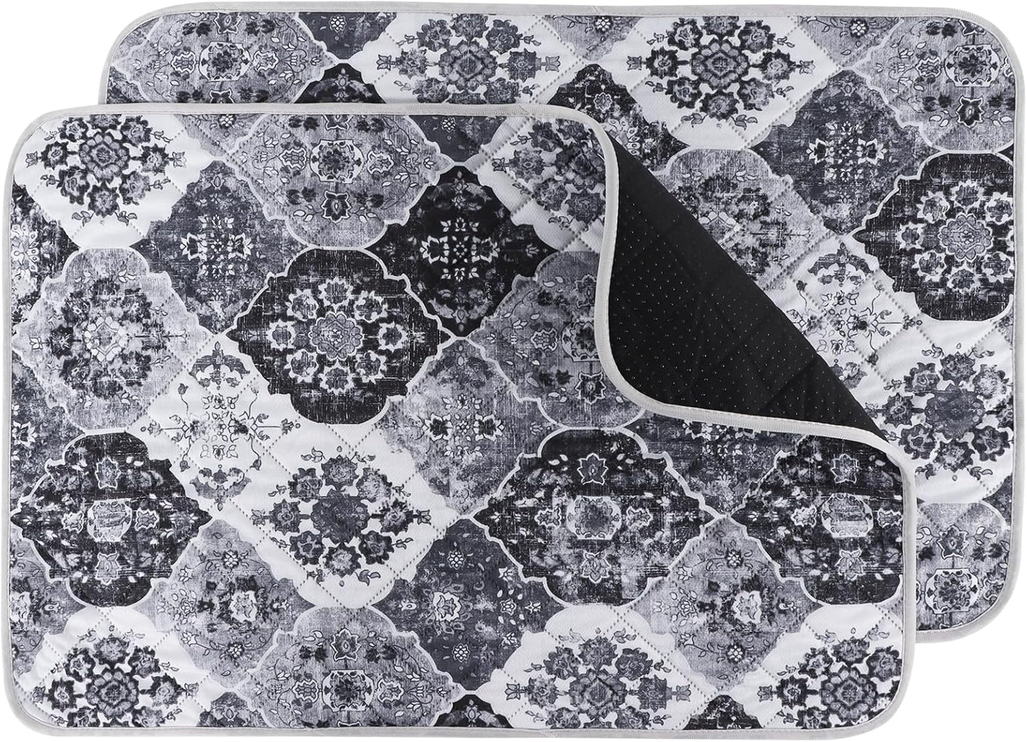 IEUUMLER Washable Pee Pads for Dogs, 2 Pack Reusable Pee Pads for Dogs Non-Slip Grip, Super Absorbent Waterproof Puppy Pads for Potty Training, Playpen, Crate, Whelping Box EU011 Black Grey, 41x41