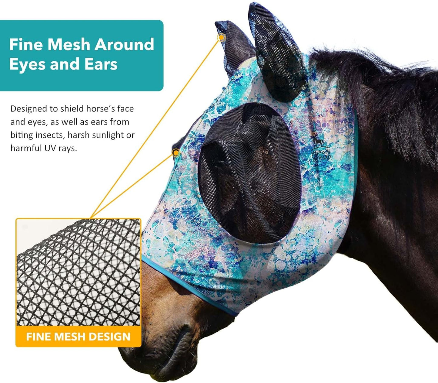 Harrison Howard Super Comfort Stretchy Fly Mask Large Eye Space with UV Protection Soft on Skin with Breathability Pastel Mix XL Extra Full Size