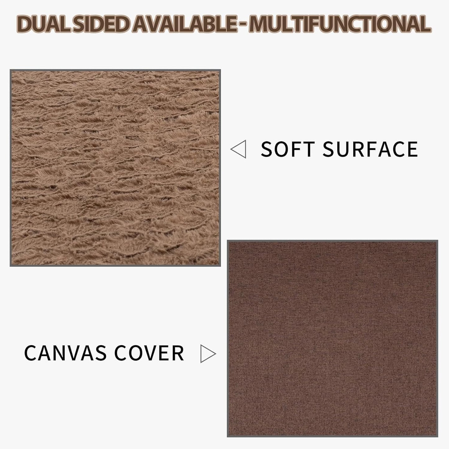 EMPSIGN Dog Bed Mat 41 Inch Reversible Warm & Cool,Washable Dog Crate Bed with Egg Crate Foam Support, Pet Sleeping Mat for Large Medium Small Dogs, Fluffy Kennel Pad(Brown)