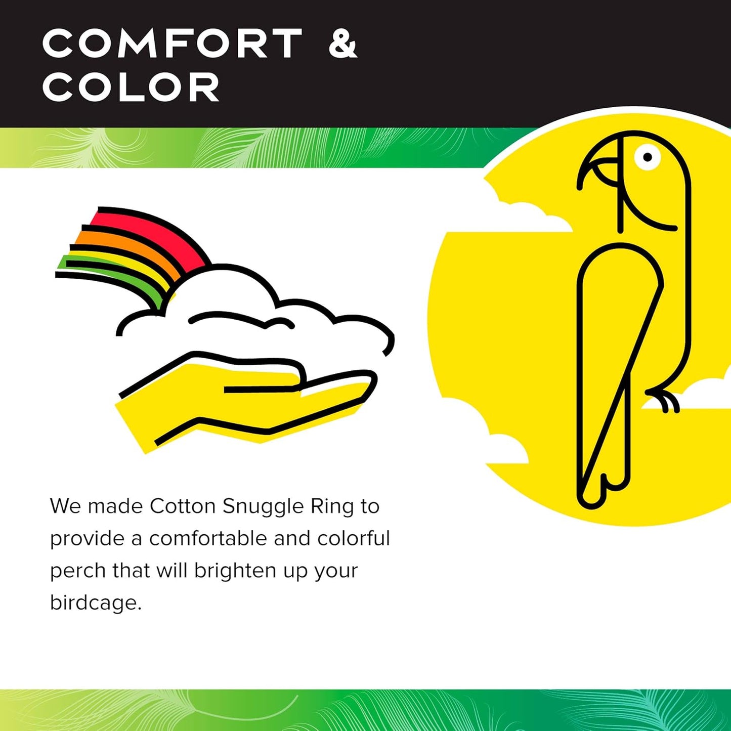 Featherland Paradise Cotton Snuggle Ring Bird Toy, Bird Perch, Large Bird Toys, for Parrots, Cockatoos, Macaws, Large Birds