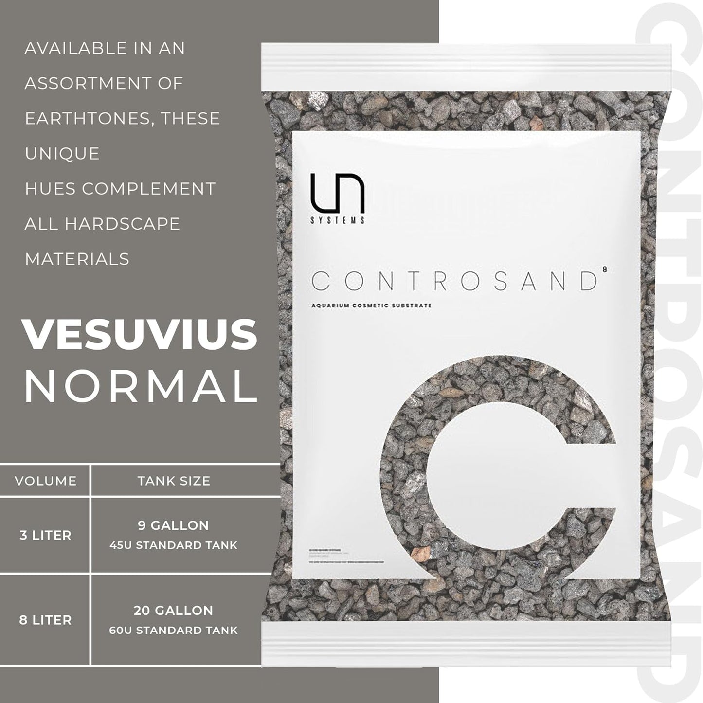Ultum Nature Systems Controsand Vesuvius Aquarium Gravel (3L) - Versatile Aquarium Substrate for Planted & Shrimp Tanks