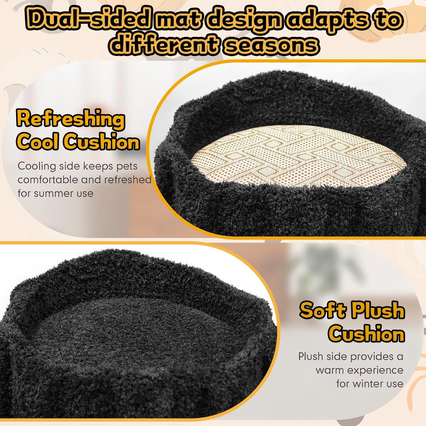 Super Large Cat Tree for Indoor Cats, All-in-One Tall Cats Tower with Scratching Post, Luxury Multi-Level Solid Wood Cat Condo for Multi-Cat Families (Black)