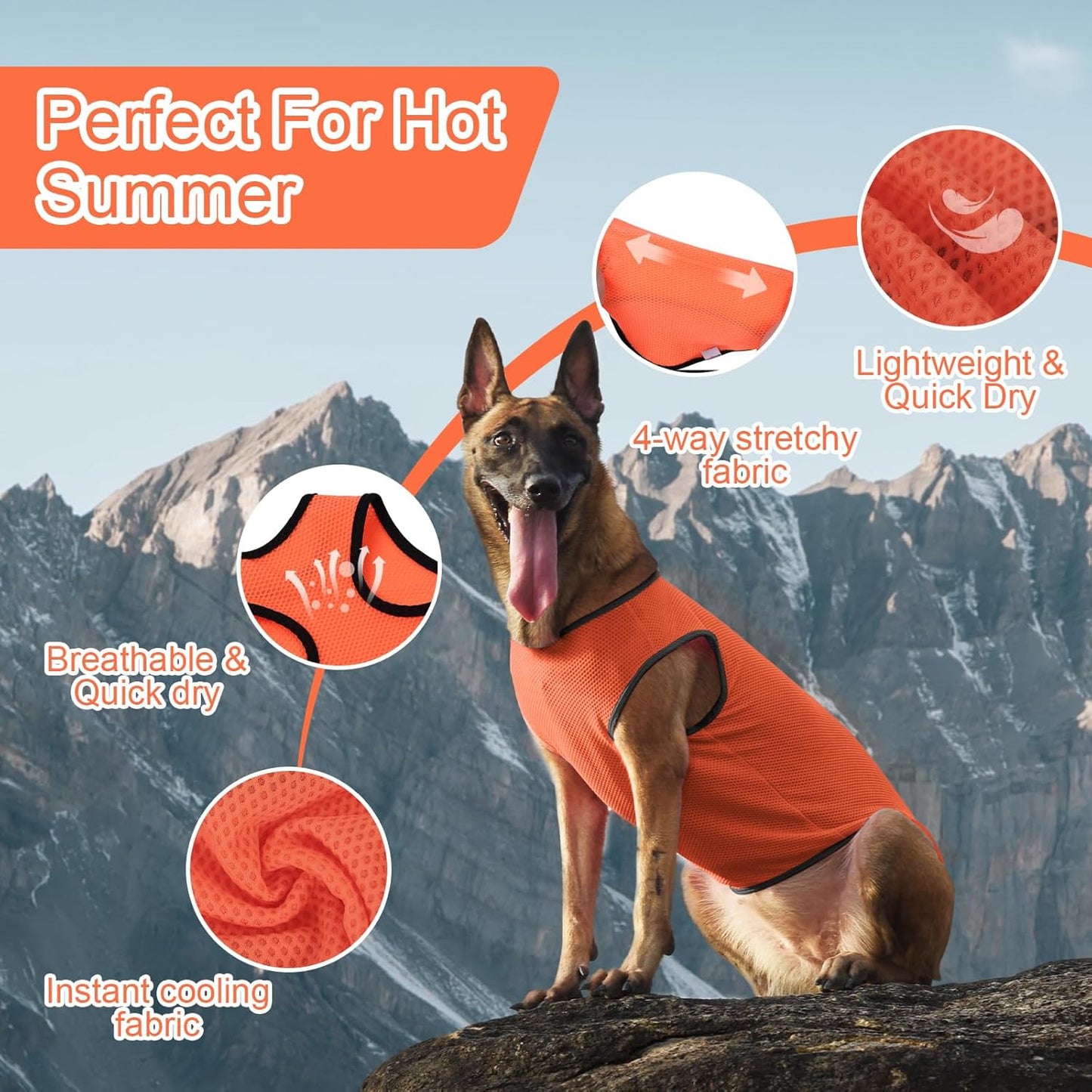 2 Pack Cooling Shirts for Dogs, Lightweight Mesh Breathable Dog Clothes for Large Breed Dogs Boy Girl,Sun-Protection Sleeveless Shirts for Dog&Cat Puppy Vest Pet Apparel - XXXL