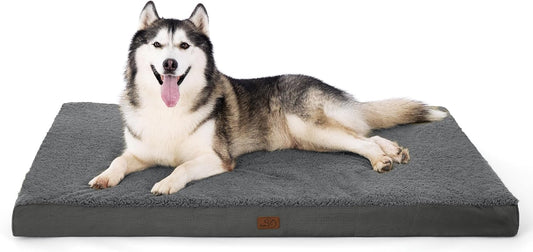 Bedsure XXL Dog Bed for Large Dogs - Orthopedic Flat Giant Pet Beds with Removable Washable Cover, Jumbo Egg Crate Foam Mat, Suitable for Pet Up to 150 lbs
