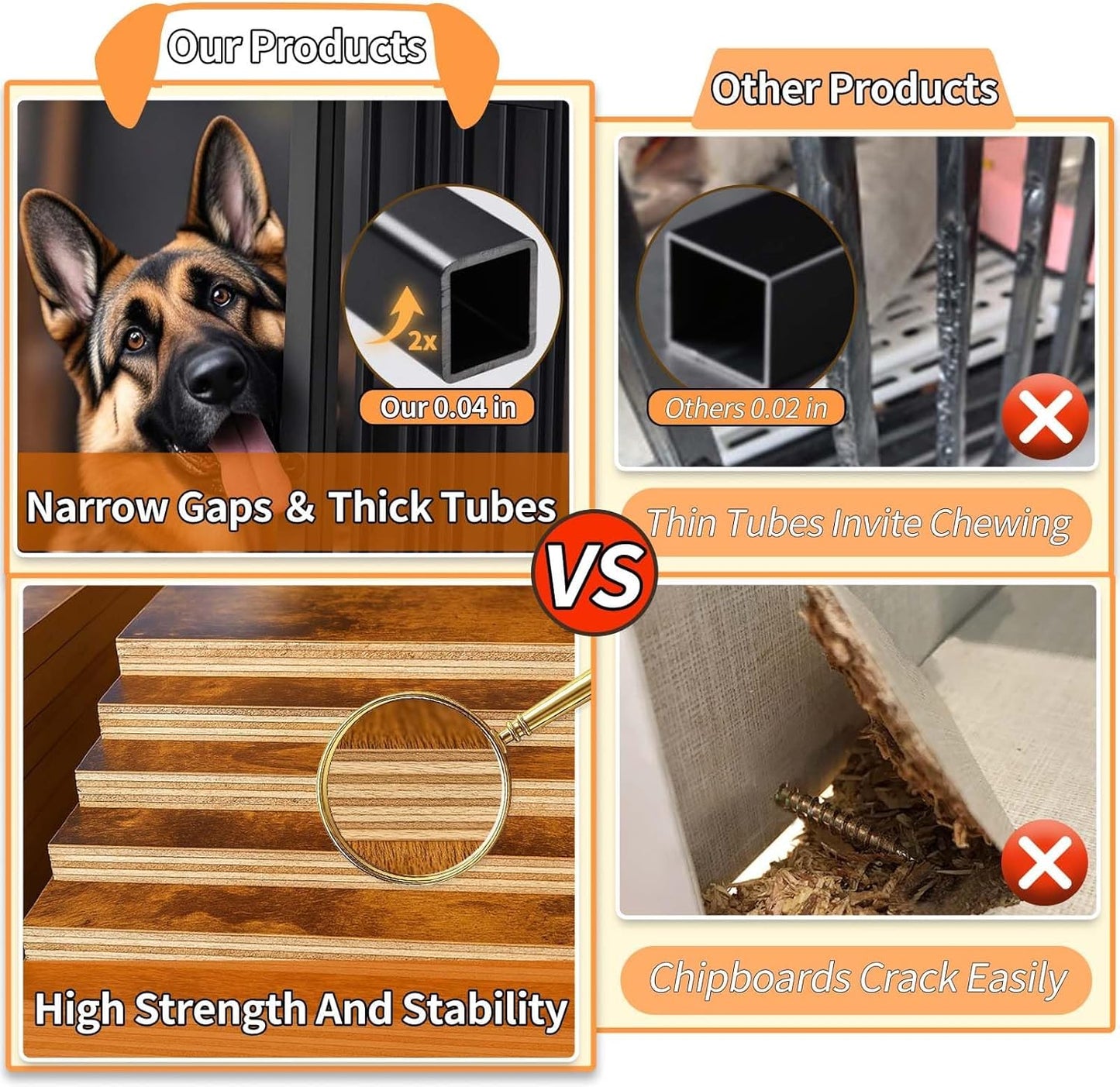 Dog Crate Furniture for Small Dogs, Dog Kennel Indoor, Anti-Chew Anti-Escape with Bed Crate Pad End Side Table Wooden Dog Crate,Steel-Tube Dog Cage, Rustic Brown