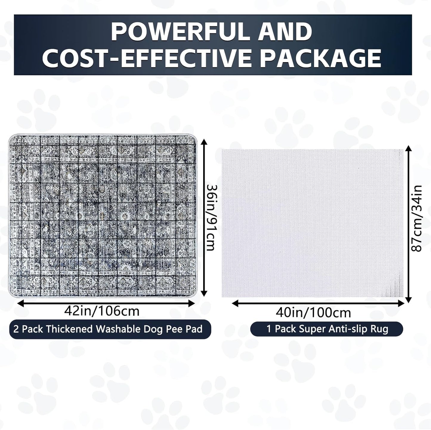 Washable Thickened Pee Pads for Dogs, 2 Pack (36"x42") Upgrade Reusable Puppy Pads with Non-Slip Rug, Super Absorbent Leakproof Puppy Training & Whelping Pads for Dogs, Doggie