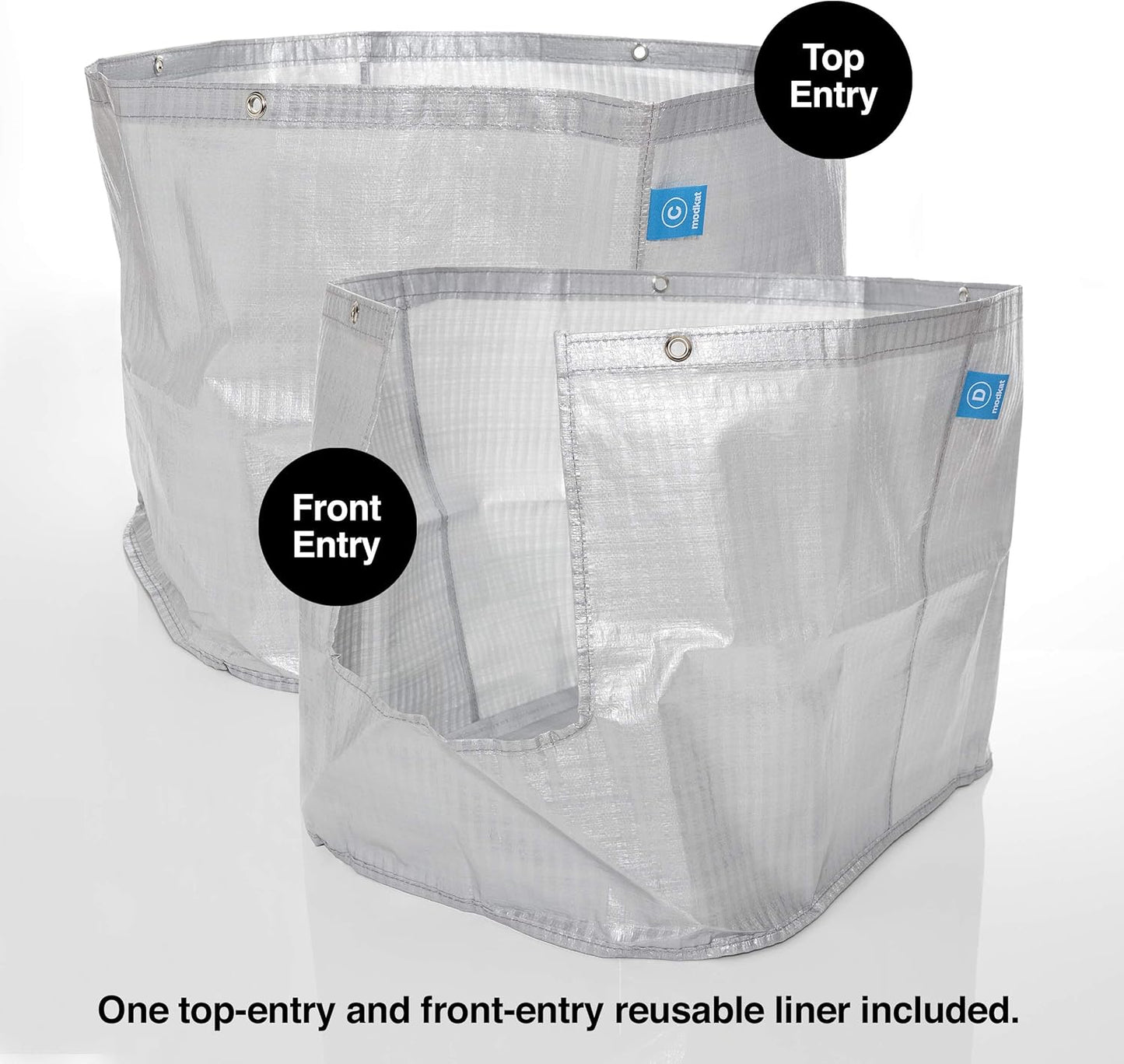 Modkat® XL Litter Box, Top or Front-Entry Configurable, Full Height Seamless Base, Reusable Litter Liners, Sifting Litter Scoop, 2X Bamboo Charcoal Filters - White