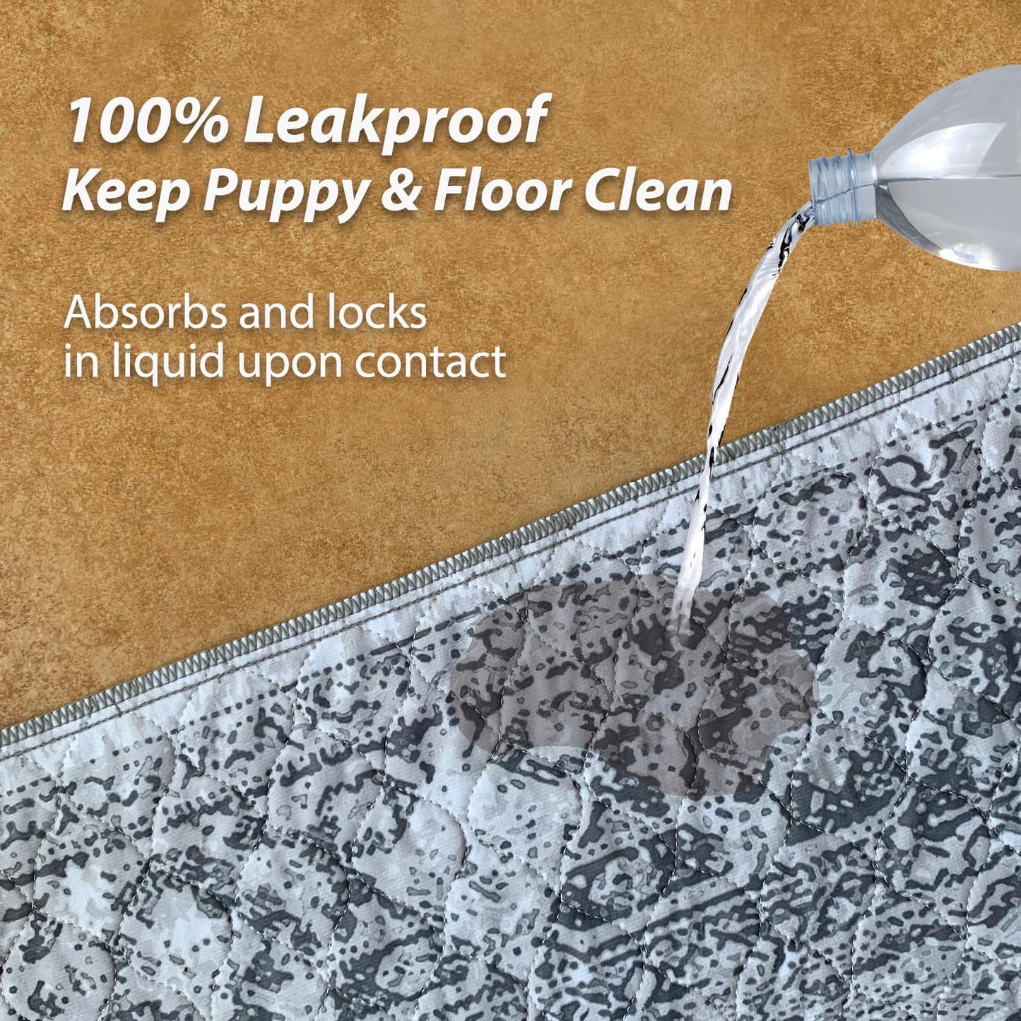 nunubaby Washable Pee Pads for Dogs, Stylish, Non-Slip and Leak-Proof Pee Pads. Reusable Potty Pads for Dogs for Crates and Floors.(Gray/Geo, 31" x36")