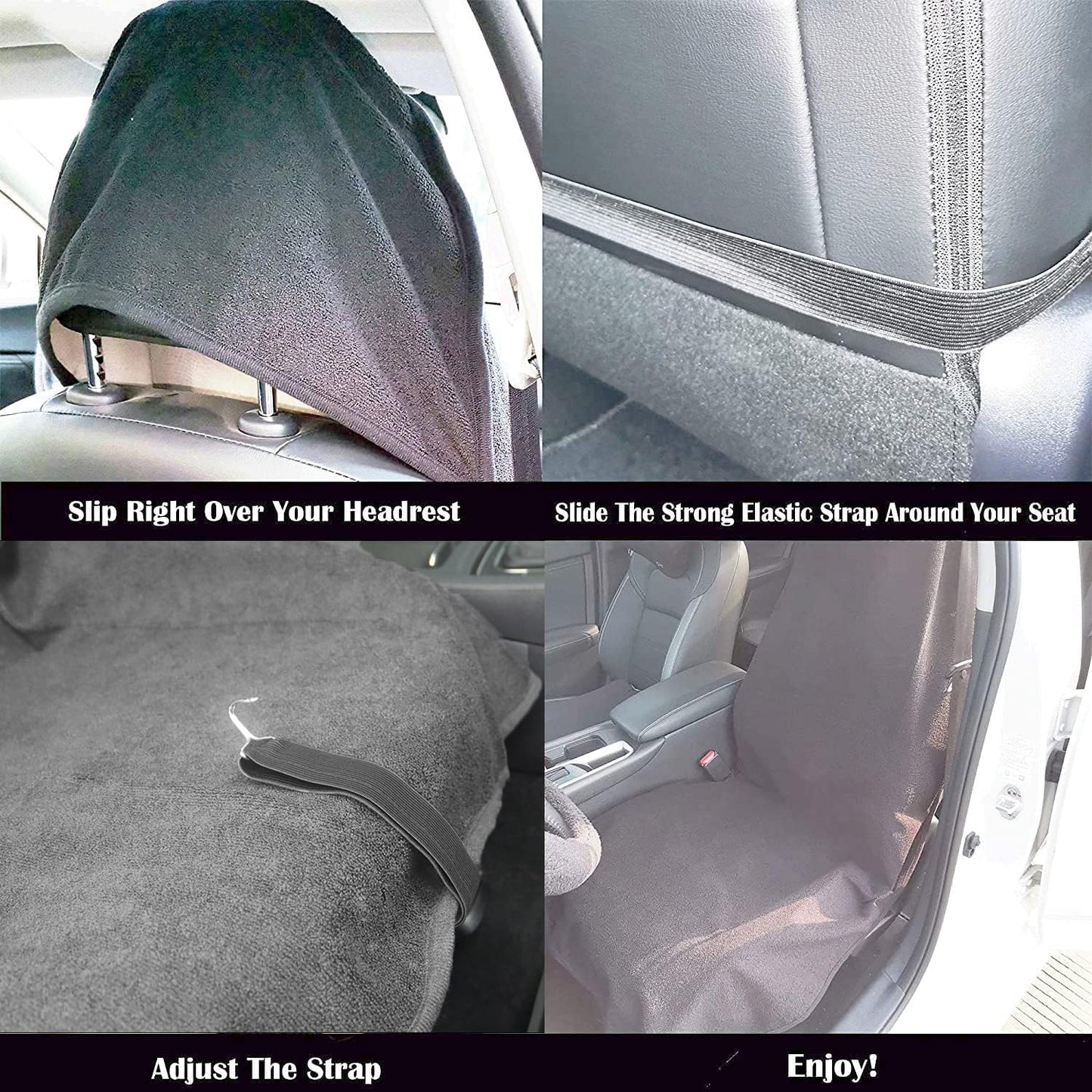 Car Seat Cover Protector Front Seats,for Gym Workout,Running,Swimming,Beach and Hiking,Waterproof Sweat Towel Bucket Seat Covers for Cars SUV Trucks (Grey, 2Pcs)