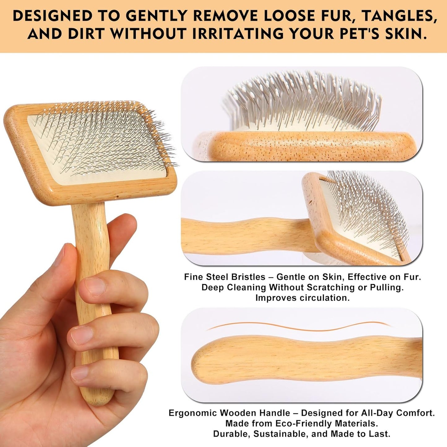 Dog Slicker Brush for Shedding & Grooming - Professional Dog Brush and Cat Brush with Coated Tips & Air-Cushion Design, Deshedding Tool Removes Undercoat Tangles & Loose Fur for Long/Short Hair Pets
