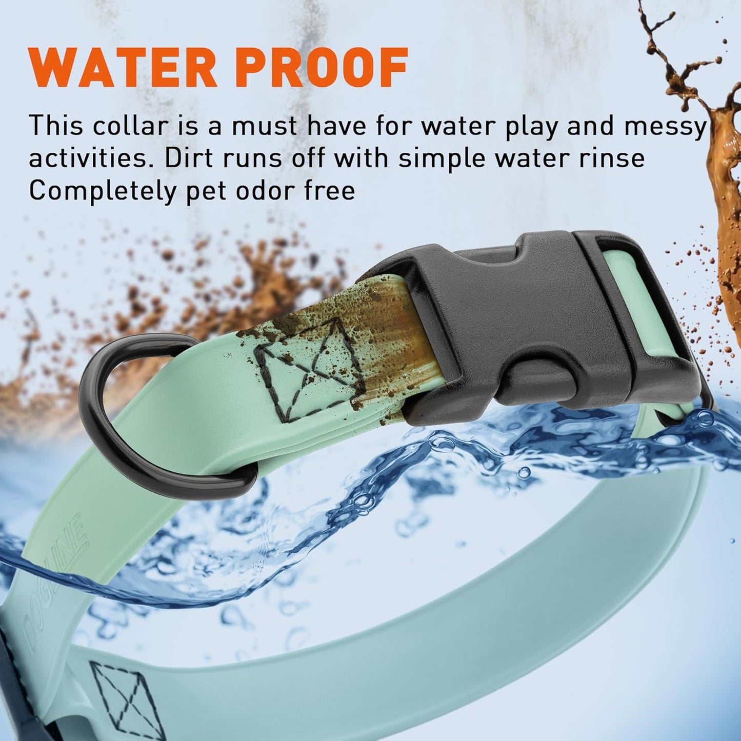 Dogline Biothane Waterproof Dog Collar with Quick Release Buckle Strong Coated Nylon Webbing with Odor- Proof for Easy Care Easy to Clean Fits Small Medium Large Dogs, Sage Green 1" W 15-23" L