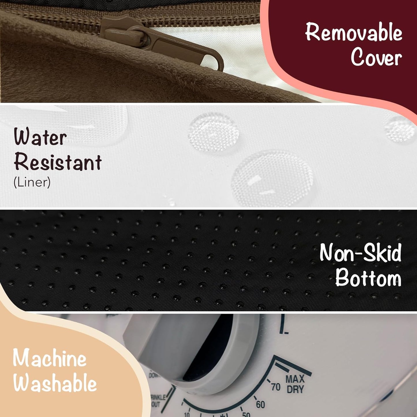 Chester Small Dog Bed - Orthopedic Memory Foam Mattress, Calming Couch, Wall Rim Pillow, Water Resistant, Washable Cover, Non-Slip, Cocoa Brown