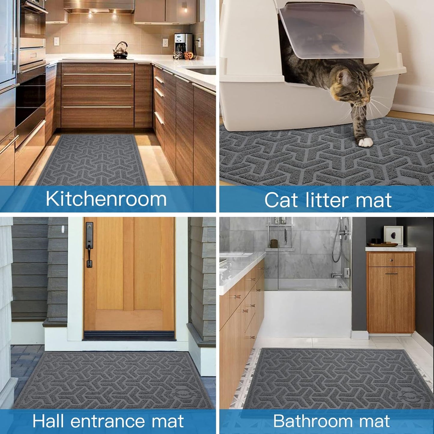 UPSKY Cat Litter Mat, Litter Trapping Mat Soft on Kitty Paws, Large Litter Box Mat 35" x 24" Scatter Control for Cat Litter, Waterproof and Extra Large Litter Box Carpet