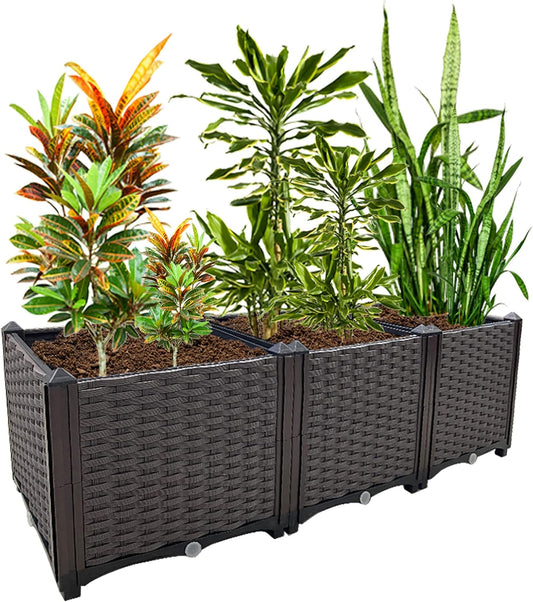 Raised Garden Bed Planter for Outdoor Plants Planter Box Elevated Garden Boxes Deepened Plant pots Perfect for Garden Patio Balcony Deck to Planting Flowers Vegetables Tomato and Herbs
