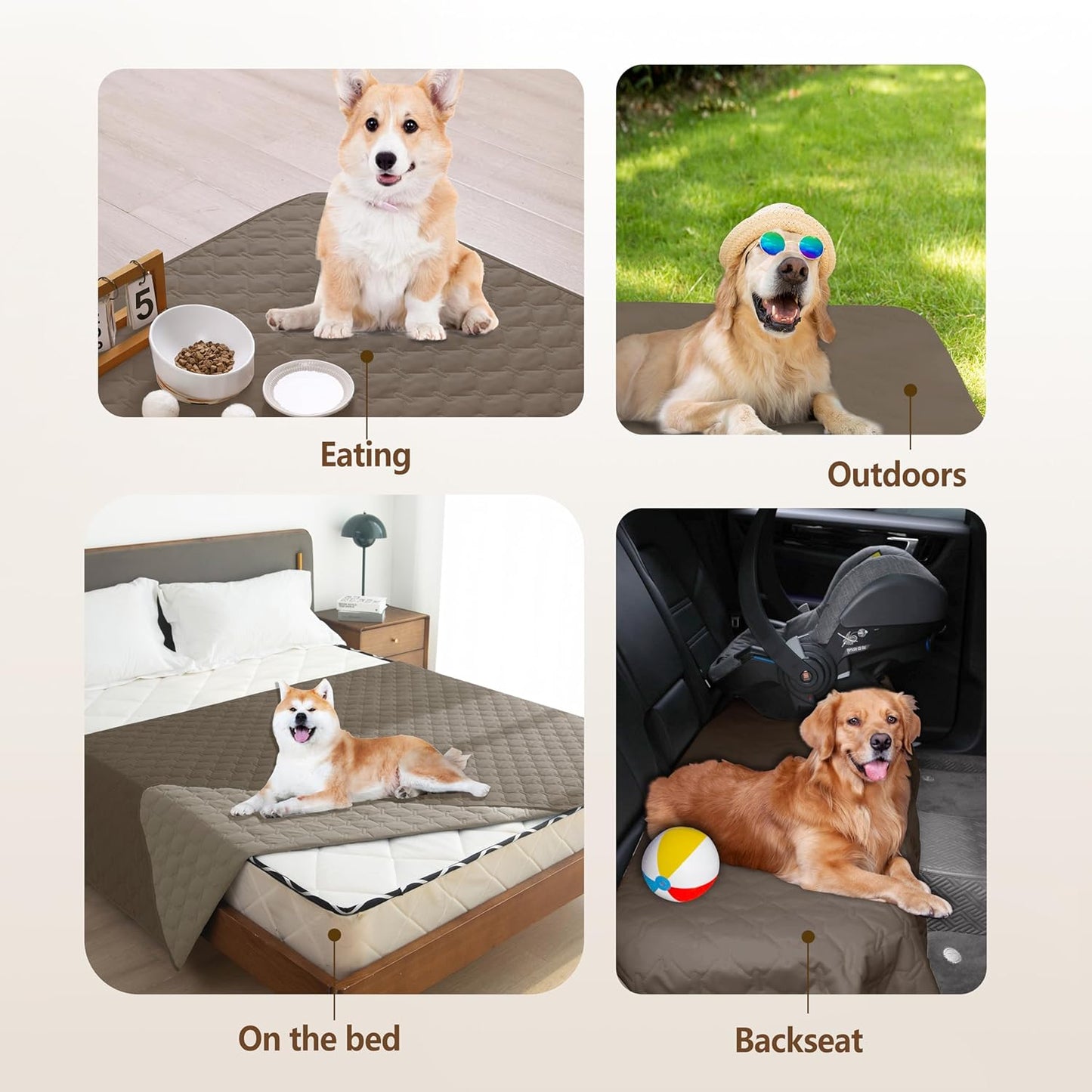 gogobunny 100% Double Sided Waterproof Dog Blanket Soft Pet Bed Cover Reversible Protect Furniture Couch Sofa Car for Puppy Cat Kids (Dark Walnut/Light Walnut, 40x50 Inch (Pack of 1))