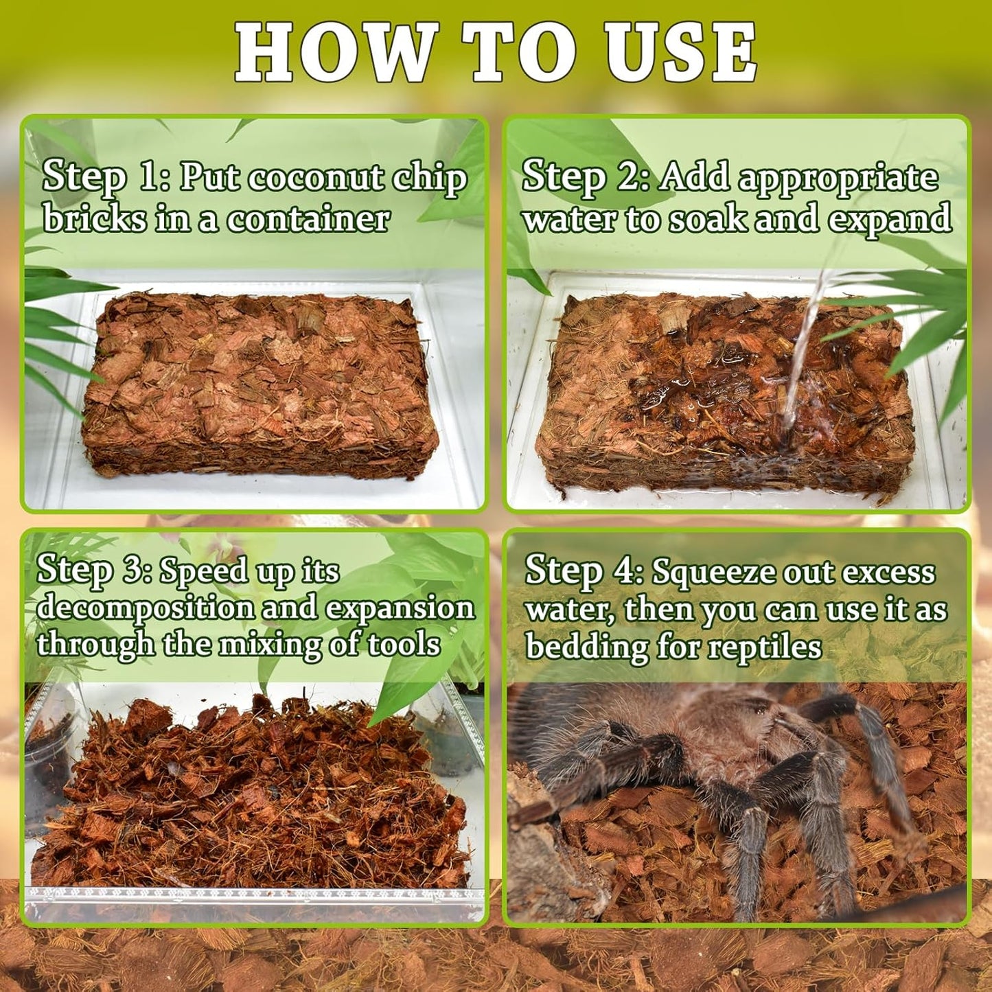 ZeeDix 10PCS Natural Coconut Chips Substrate for Reptiles, Coconut Fiber Husk Reptiles Bedding, Compressed Coco Chips Substrate for Ball Python, Snakes, Tortoise, Hermit Crab, Frogs, Lizard, Tarantula