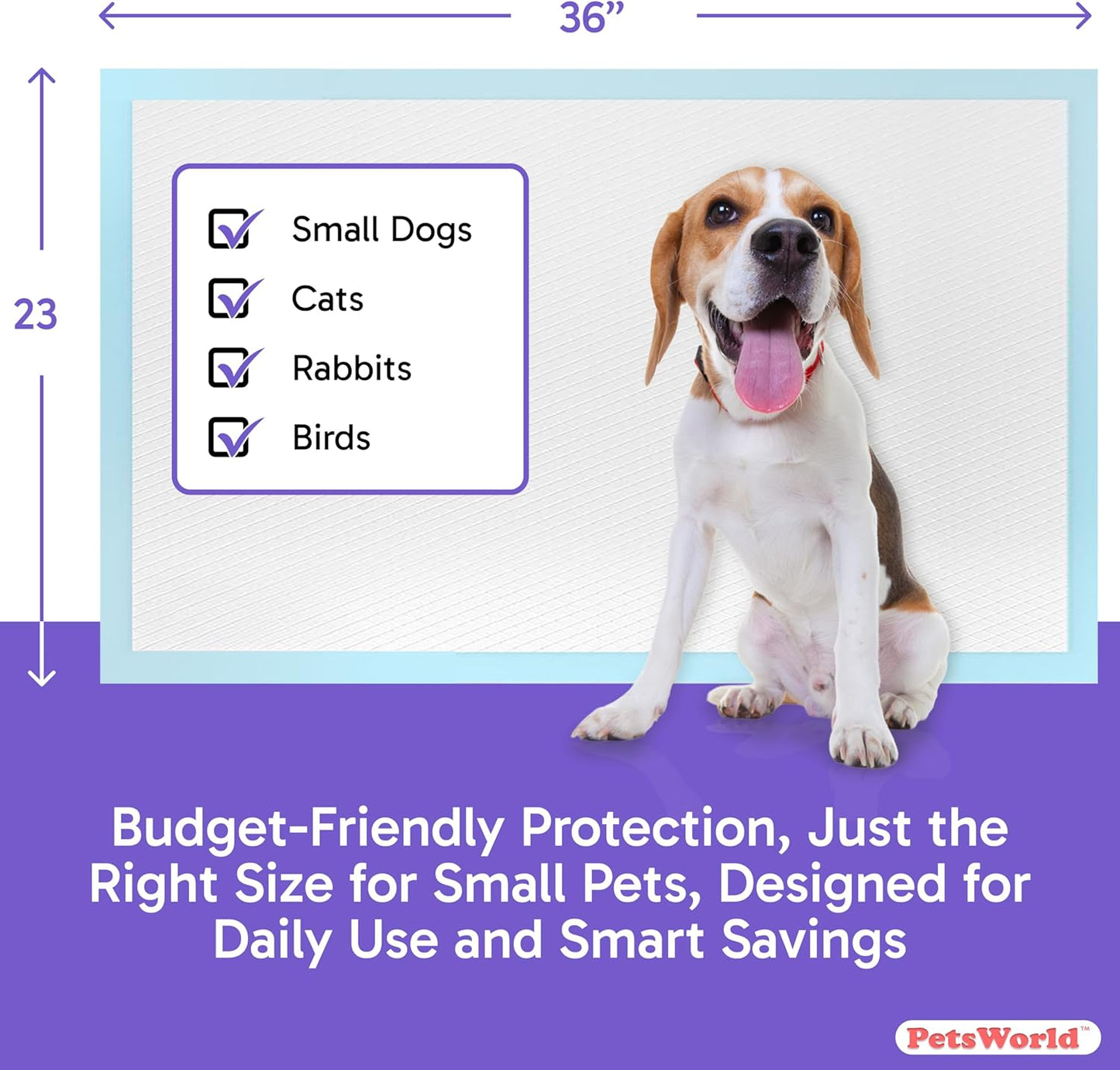 PETSWORLD Puppy Pads, 23x36 Inch, 2400 Count - Puppy Pee Pads for Dogs, Tear Resistant, Economy Value, Super-Absorbent Polymer Gel Core, Perfect for Puppies, Smaller Dogs