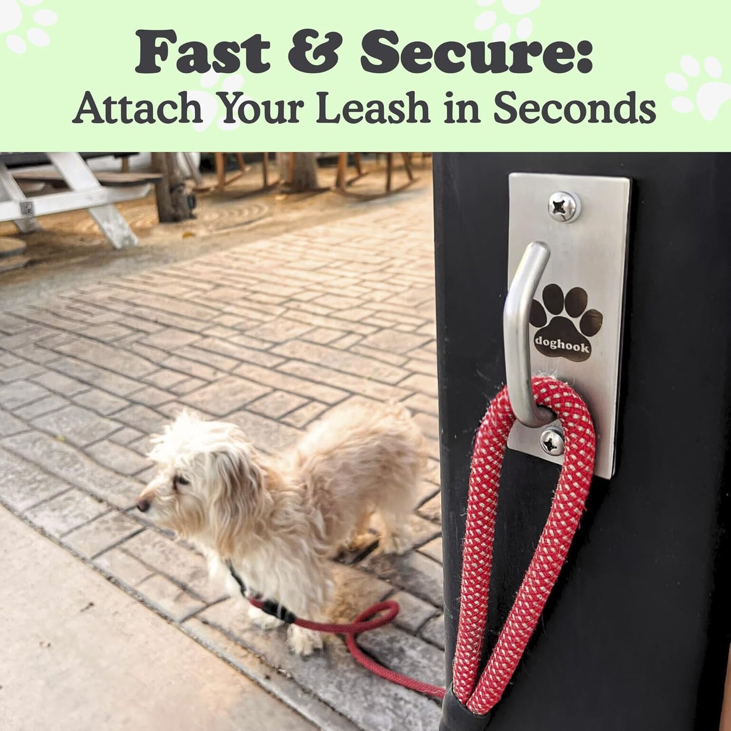 Canine Hitch- Secure Dog Leash Parking Mounted Indoor – Outdoor Wall Hook - Tie Out Stainless Steel Practical Lead Management for Home & Business, Standard Size