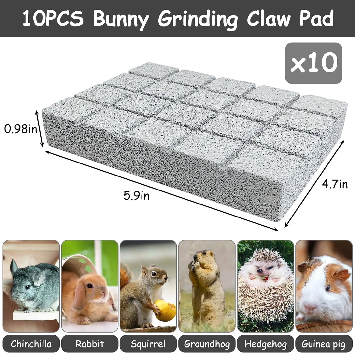 Hamiledyi 10PCS Rabbit Scratching Pad Bunny Lava Grinding Claw Board Small Animal Foot Pad Hamster Chew Toys for Gerbil Chinchilla Hedgehog Guinea Pig Cage Accessories