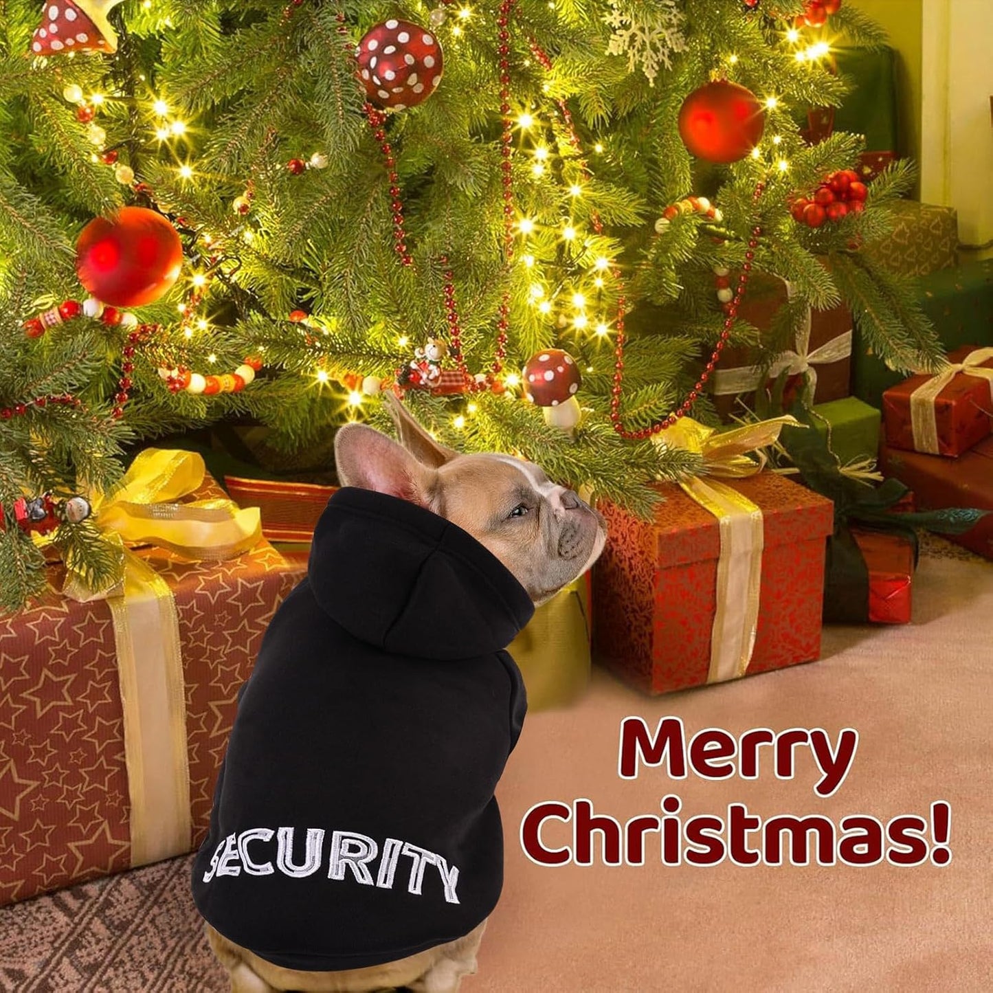 SAWMONG Dog Hoodie,Flannel Pet Hooded Sweater with Hat Puppy Pullover Sweater Shirt,Dog (Security Black,2XL)