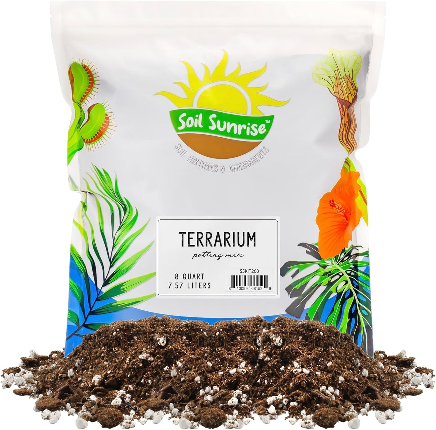 Terrarium Potting Soil Mix (8 Quarts), w/Blended Filtering Charcoal Custom Made for Terrariums
