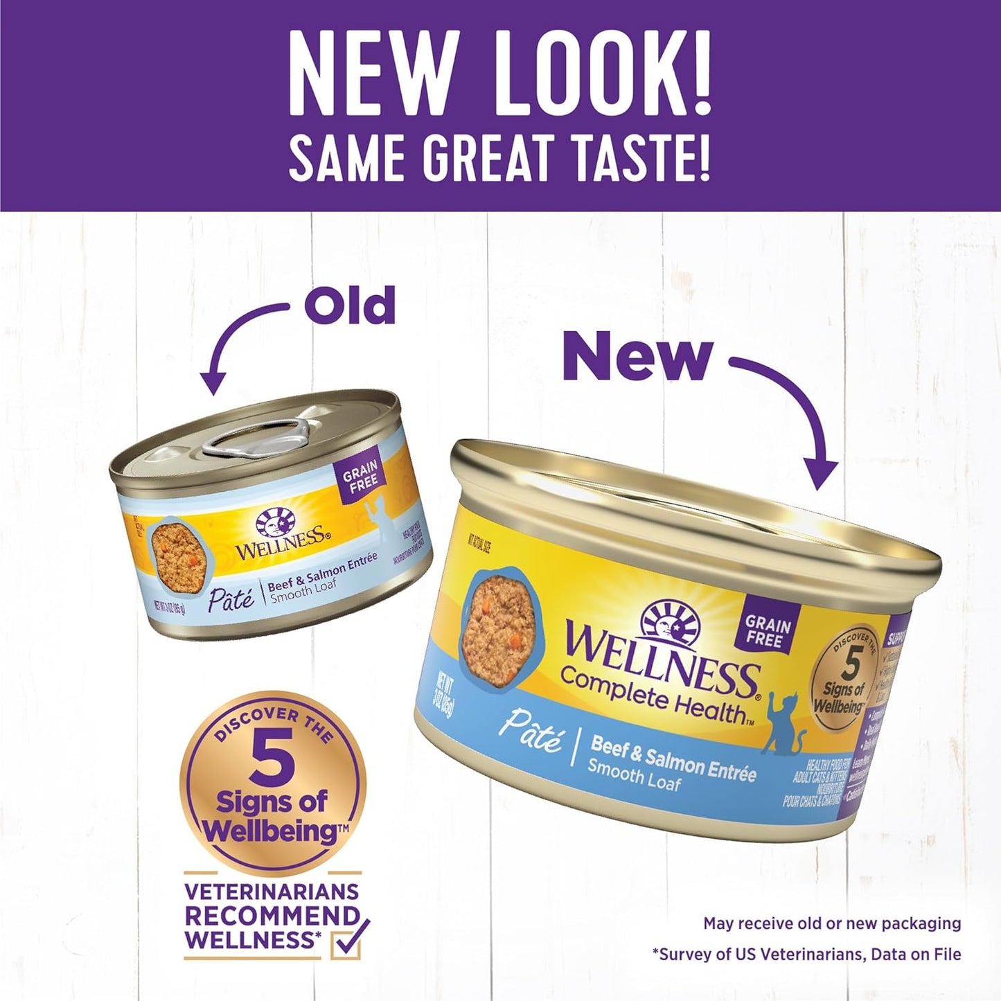 Wellness Complete Health Pate Adult Wet Cat Food, Natural, Protein-Rich, Grain Free, 3 Ounce, 24 Pack, (Beef & Salmon)