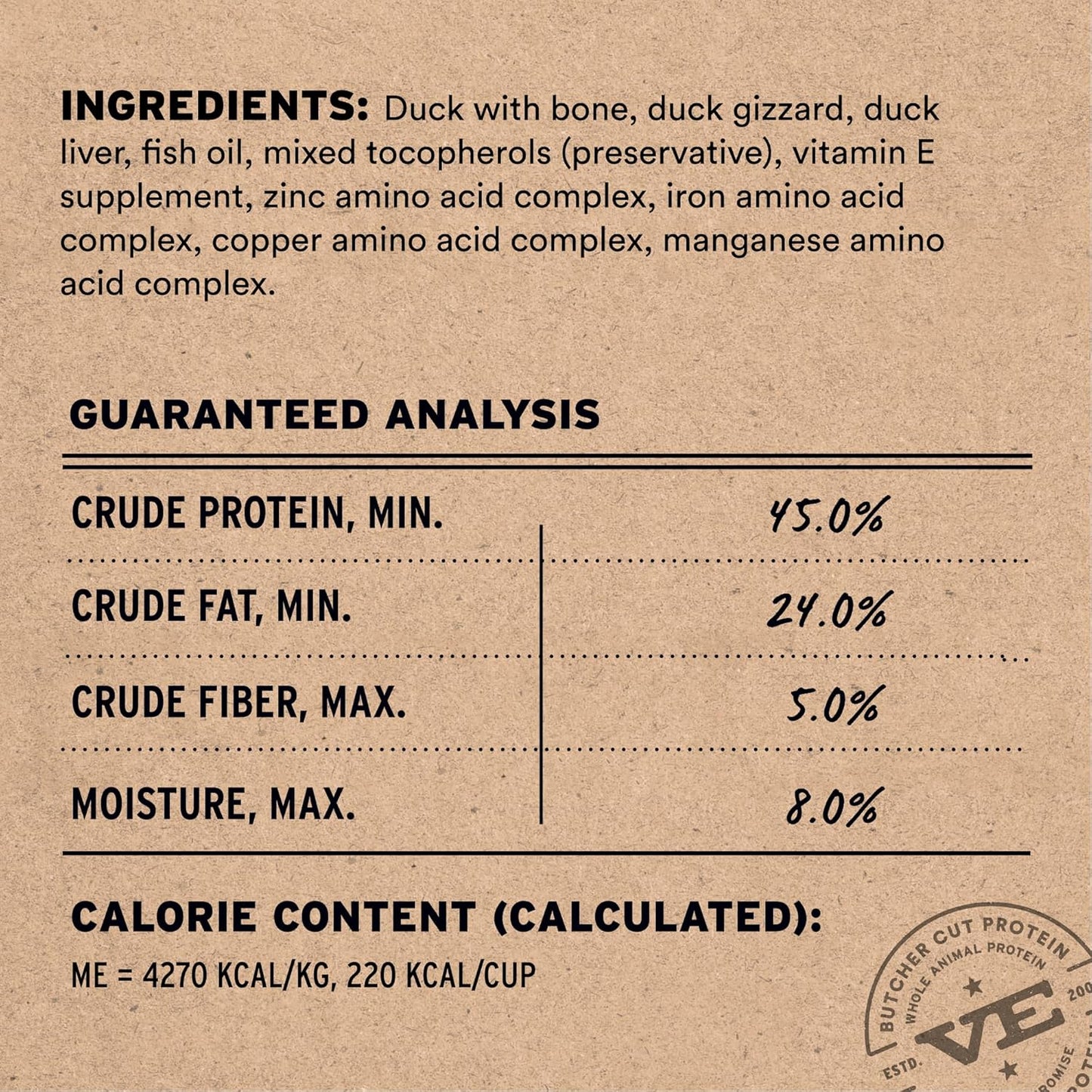 Vital Essentials Freeze-Dried Raw Duck Meal or Mixer Dog Food Crunchy Mini Nibs, 25 oz