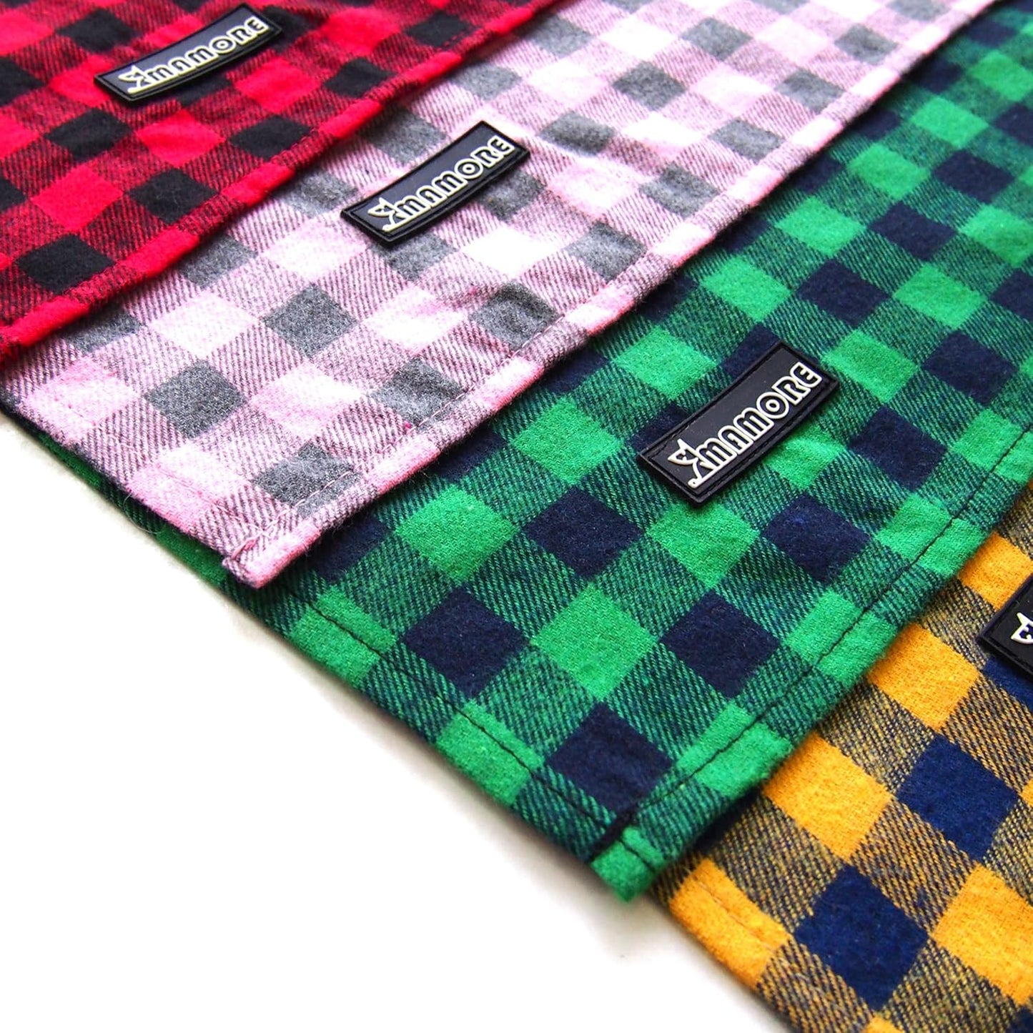 Adjustable Plaid Dog Bandanas,1PC Soft Washable Cotton Triangle Bib Kerchief Scarfs for Small Medium Large Dogs and Cats(Square Green, Large)