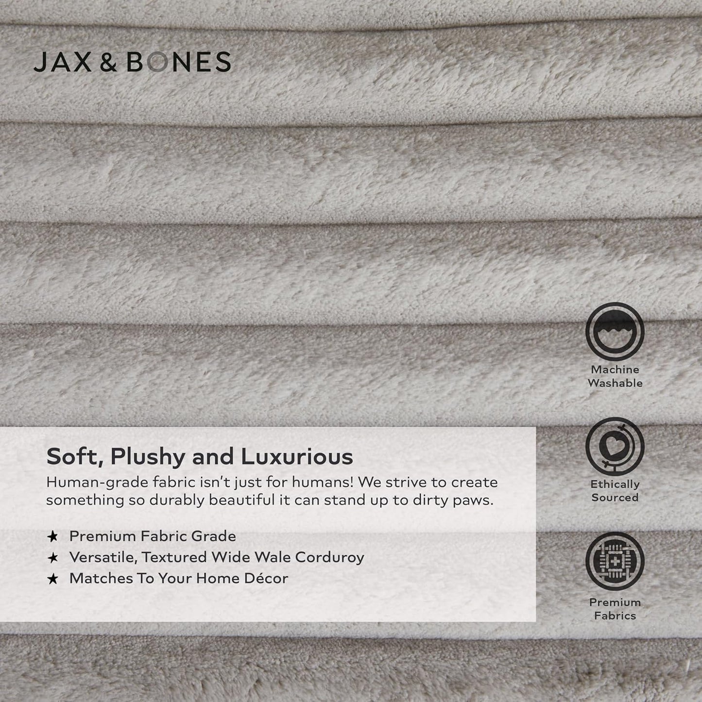 Jax & Bones Dog Napper - Luna Grey Machine Washable Bed for Dogs - Extra Heavy Duty Bolstered Sides - Large Grey Dog Mat | 40 x 32 Inches