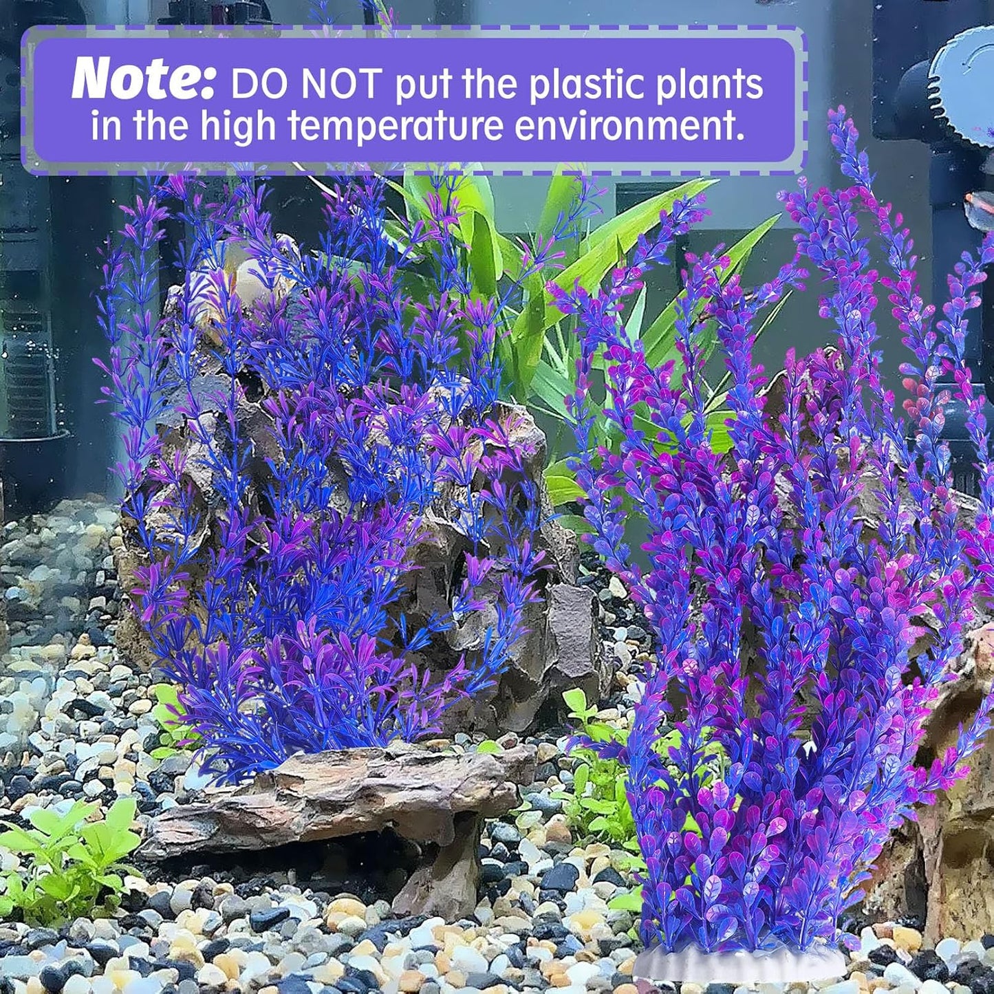 Hamiledyi Aquarium Plastic Plants Aquarium Decor Artificial Fish Tank Plants,Tall Fish Tank Decorations, Extra Large Aquarium Plant 23.6-inch Tall,2PCS（Purple Style B）