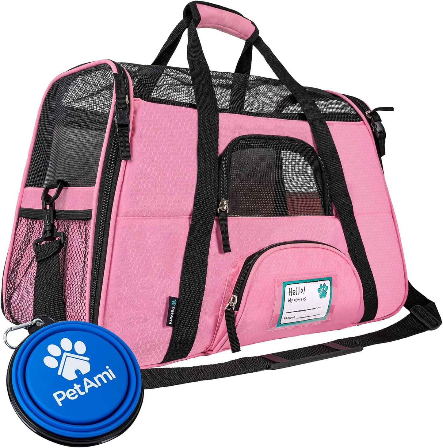 PetAmi Airline Approved Pet Carrier for Cat, Soft Sided Dog Carrier for Small Dogs, Cat Travel Supplies Accessories for Indoor Cats, Ventilated Pet Carrying Bag Medium Large Kitten Puppy, Large Pink