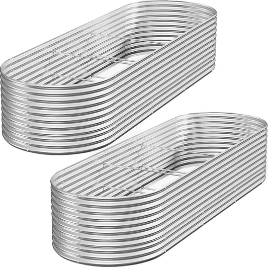 FRIZIONE 2pcs 9 in 1 Tall 8x2ft Galvanized Raised Garden Bed Outdoor,Steel Garden Bed for Vegetables,Above Ground Garden Box for Flower,Metal Raised Beds for Gardening