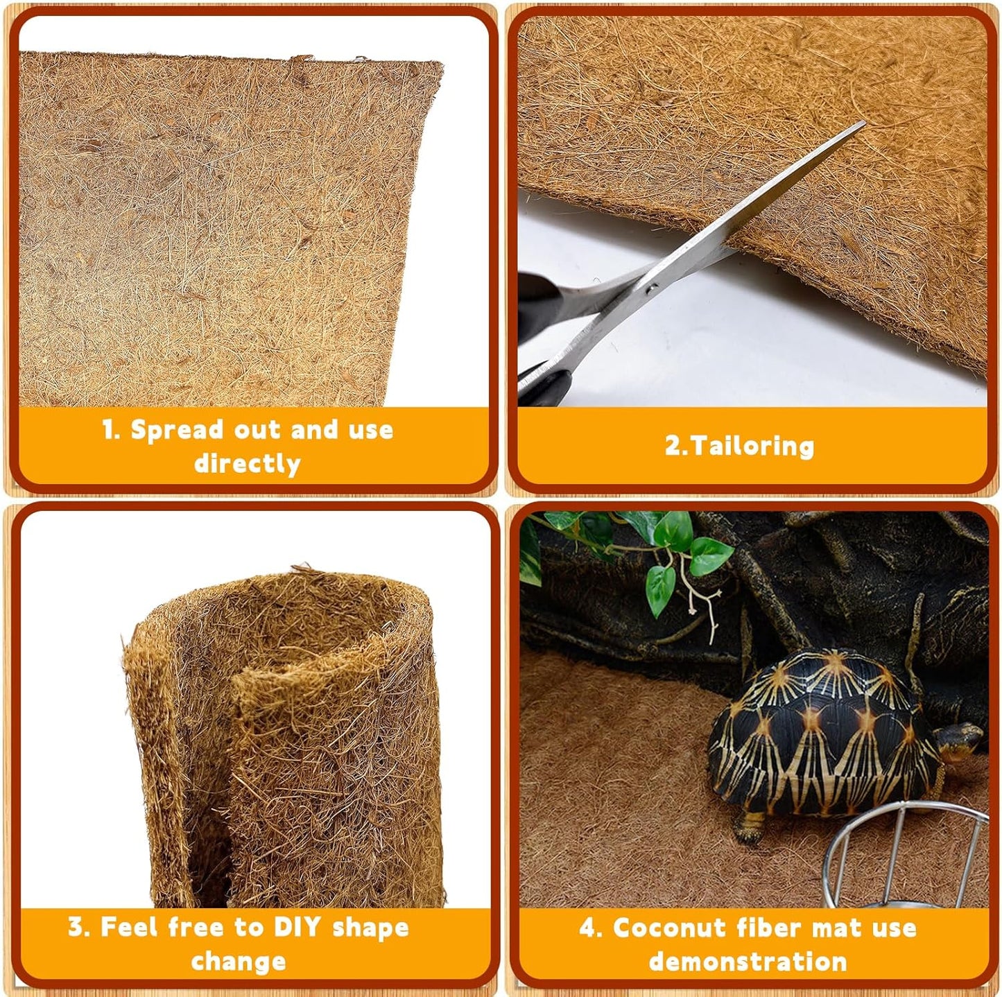 Hamiledyi 118x15.7in Reptile Carpet Coconut Fiber Substrate Large Coco Liner Roll Lizard Cage Mat Natural Coco Fiber Bedding for Bearded Dragon Turtles Iguana Tortoise Pad Garden Decoration