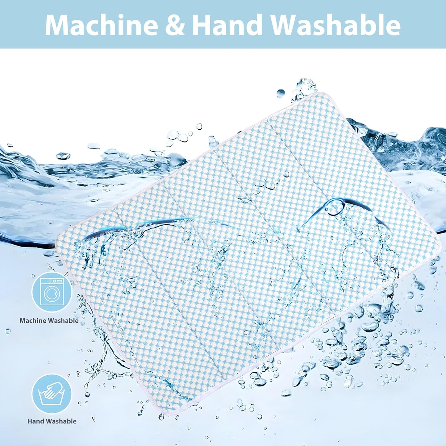 Dog Cooling Mat for Small Dogs - 24x18 Orthopedic Memory Foam Pet Pad for Summer, QMAX>0.5, Washable Premium Comfort Crate Pad for Your Furry Companion, Blue