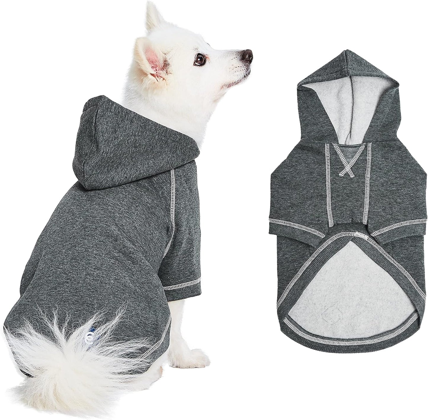 Blueberry Pet Essentials Dog Hoodie – 14 inch, Cotton‑Blend Sweatshirt with Hood, Charcoal Grey, Machine‑Washable Small‑Dog Jersey