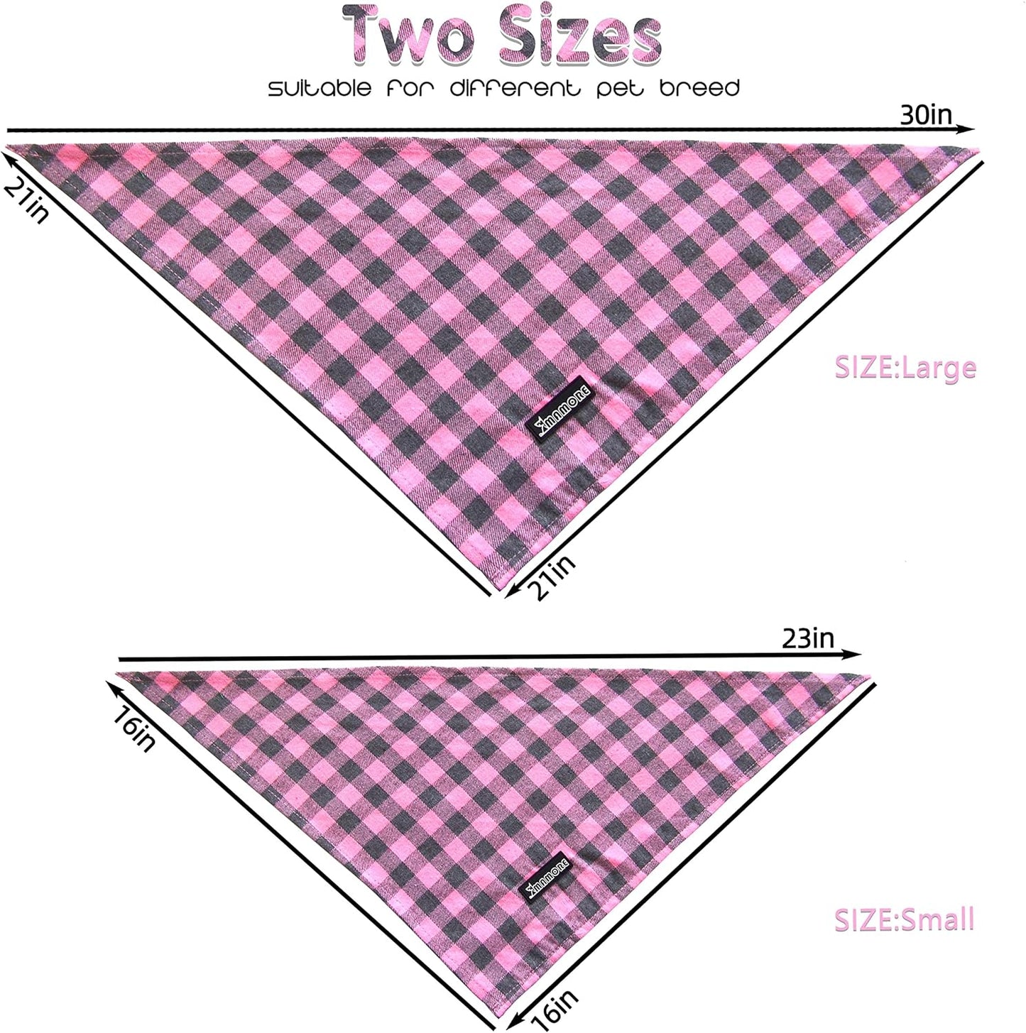 Adjustable Plaid Dog Bandanas,1PC Soft Washable Cotton Triangle Bib Kerchief Scarfs for Small Medium Large Dogs and Cats(Square Yellow, Large)