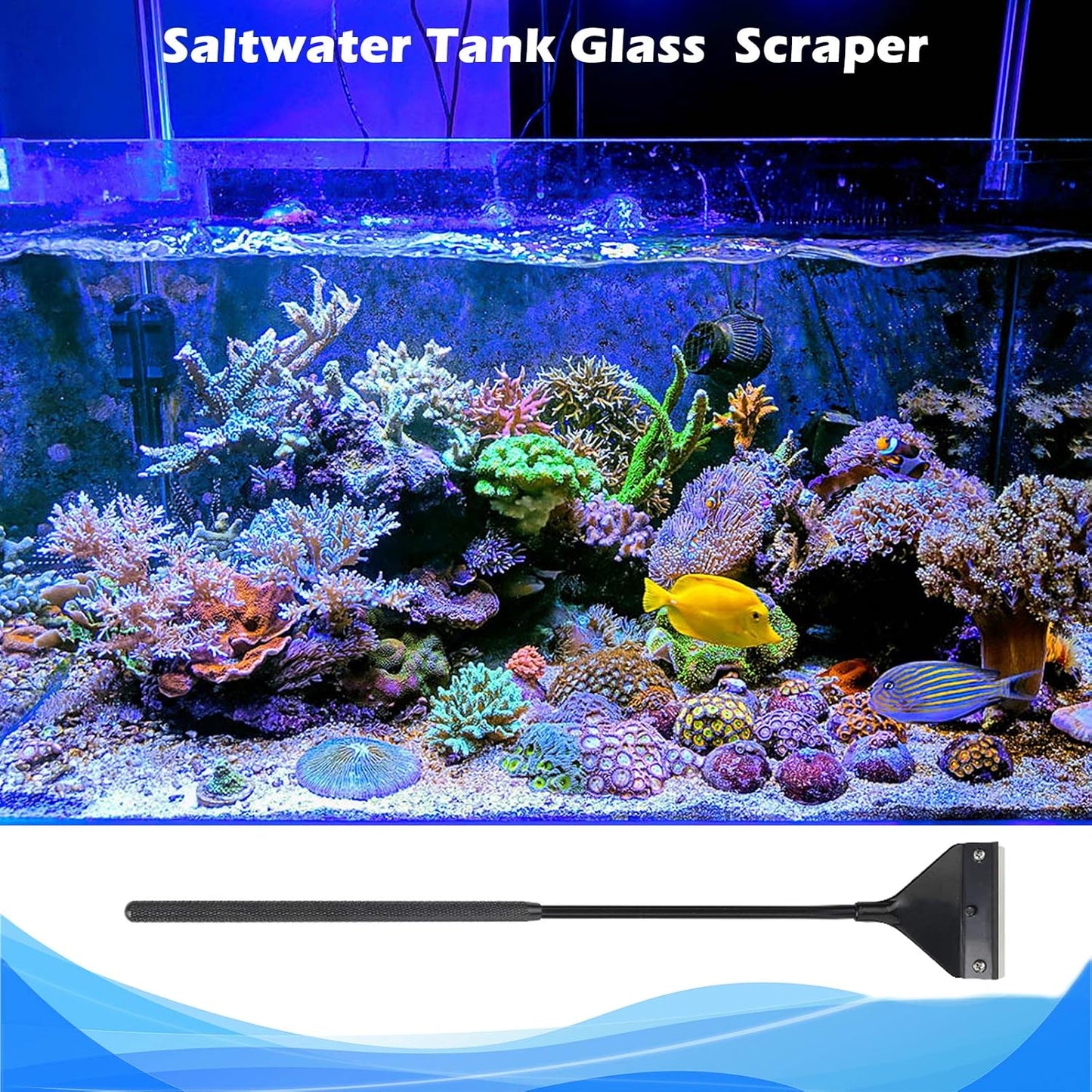 Algae Scraper for Glass Aquariums, Fish Tank Cleaner, Aquarium Algae Scrapers with 10 Stainless Steel Blades.