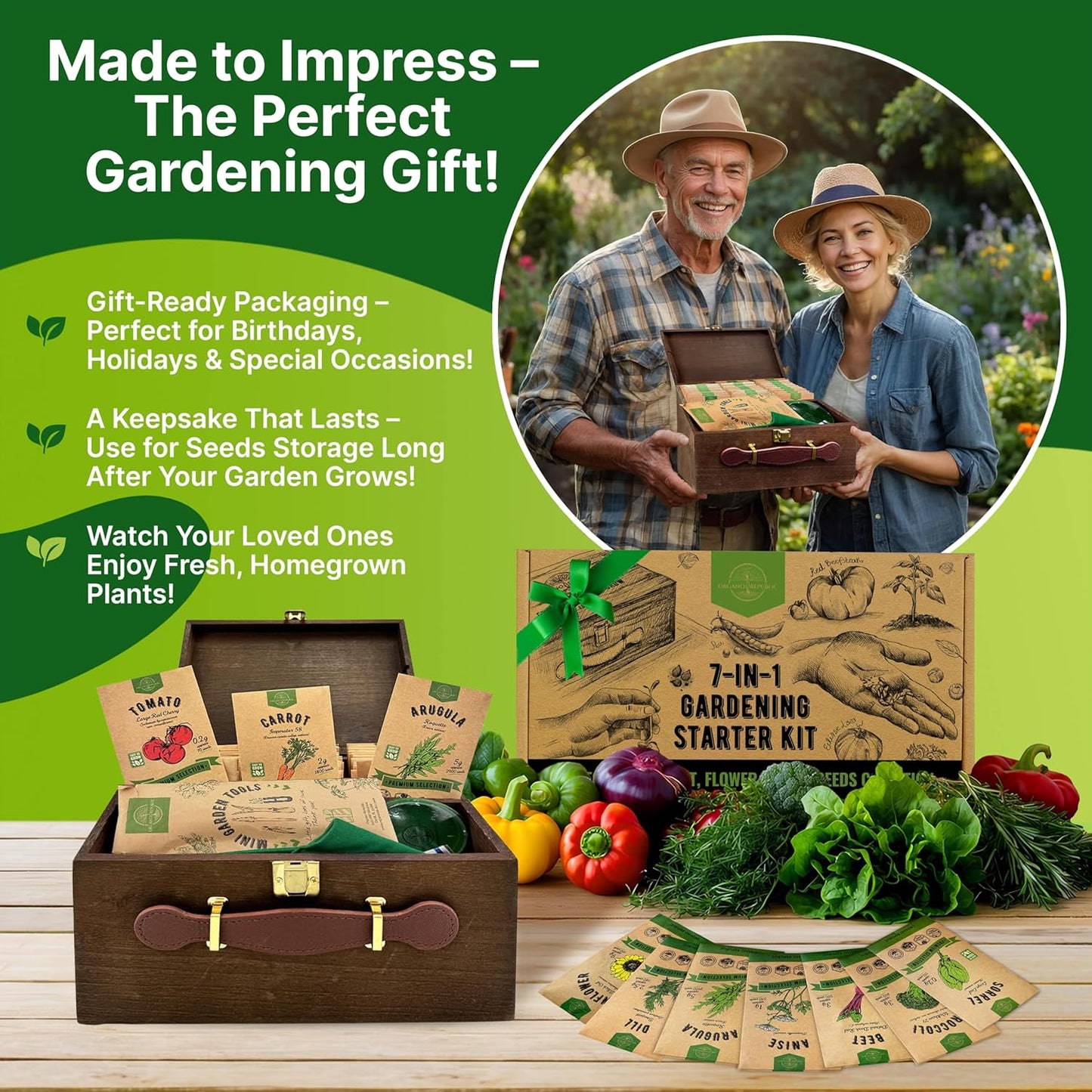 75 Herb & Vegetable Seeds Variety Pack, Garden Seed Starter Kit - Over 47,380 Non-GMO Heirloom Seeds for Planting Vegetables and Herbs Garden Seeds Gift Seed Box with Gardening Supplies, Survival Kit