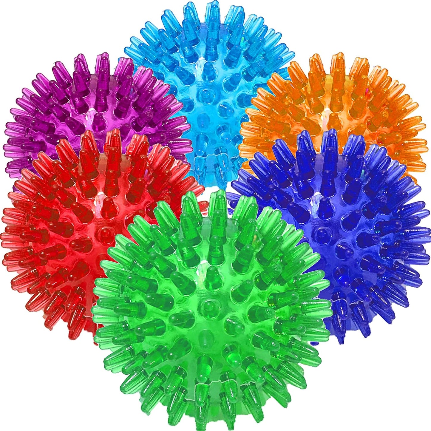 Jalousie Dog Squeaky Toys Value Set Non-Toxic Squeaky Balls Toss Fetch TPR Rubber Puppy Toys Spikey Dog Chew Toy for Small Medium Breed Pet Toys for Puppy (6 Pack Spiky Ball)